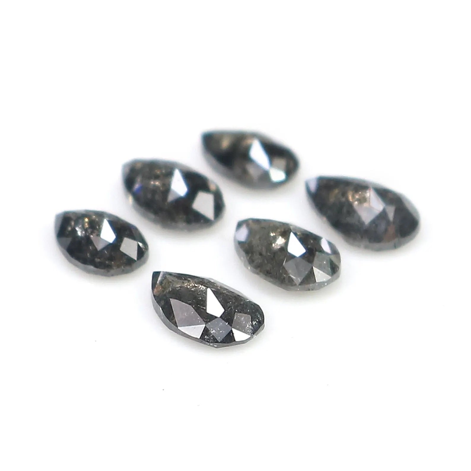 0.94 CT Natural Loose Pear Diamond Salt And Pepper Diamond 4.10 MM Natural Loose Diamond Black Grey Color Pear Shape Rose Cut Diamond NQ1563
