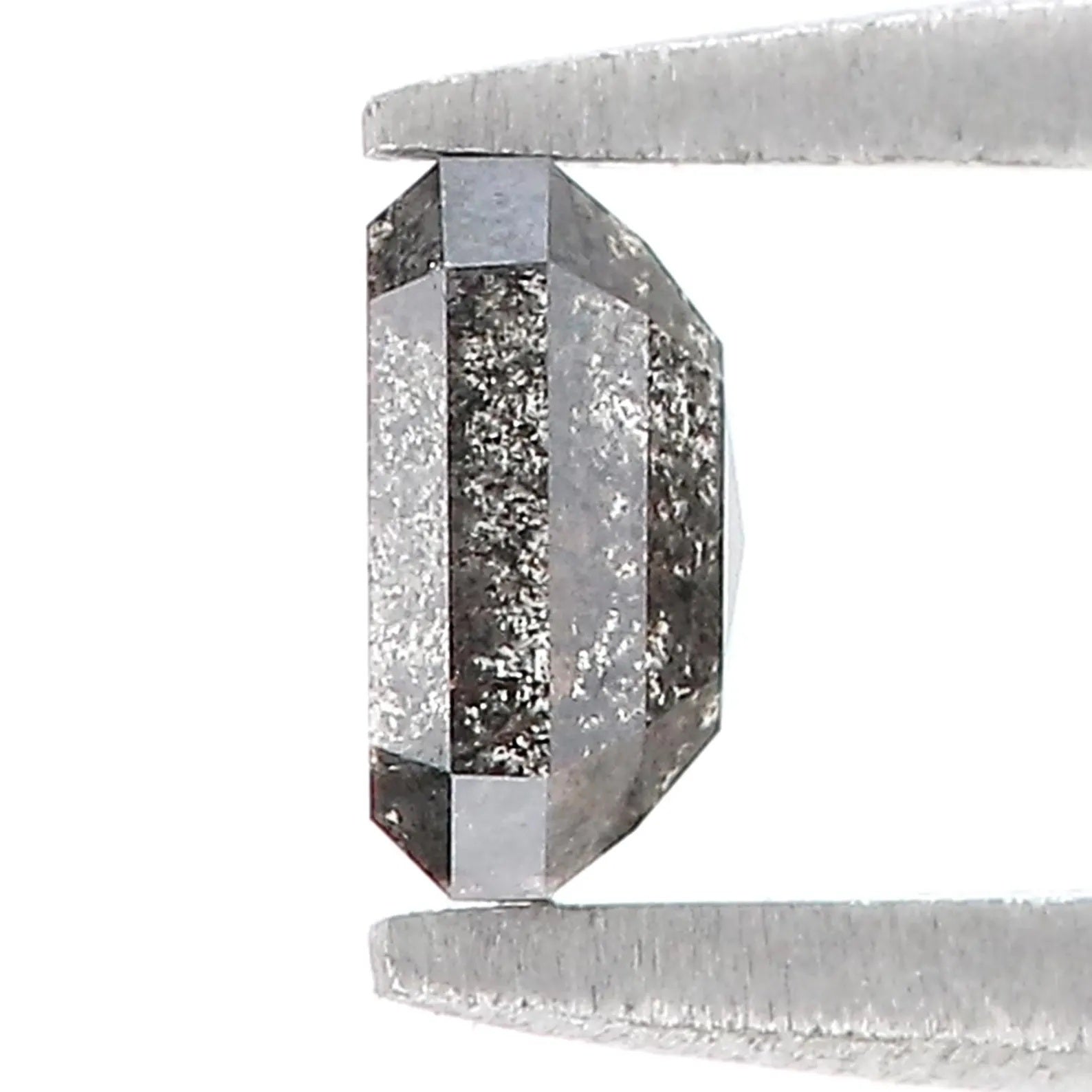 0.58 CT Natural Loose Emerald Shape Diamond Salt And Pepper Diamond 4.95 MM Natural Loose Black Grey Color Emerald Rose Cut Diamond QN636