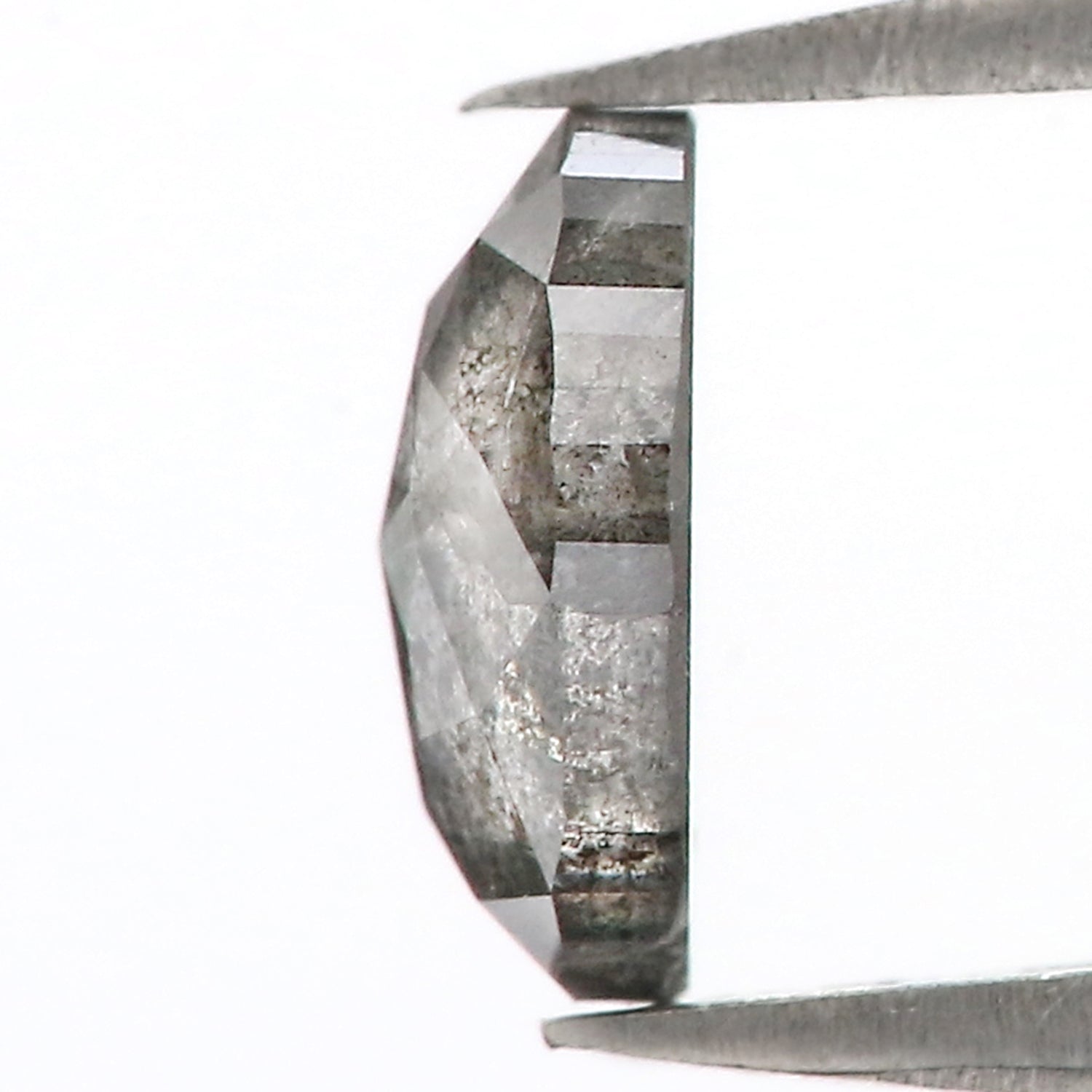 0.85 Ct Natural Loose Oval Shape Diamond Black Grey Color Oval Diamond 6.80 MM Natural Loose Salt And Pepper Oval Rose Cut Diamond QL8673