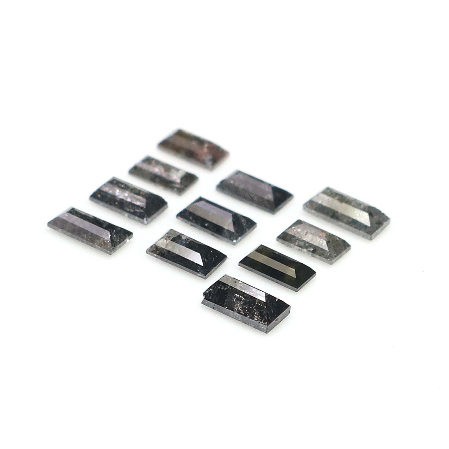 1.33 CT Natural Loose Baguette Cut Diamond Salt And Pepper Baguette Diamond 3.50 MM Natural Black Grey Color Baguette Rose Cut Diamond N1895