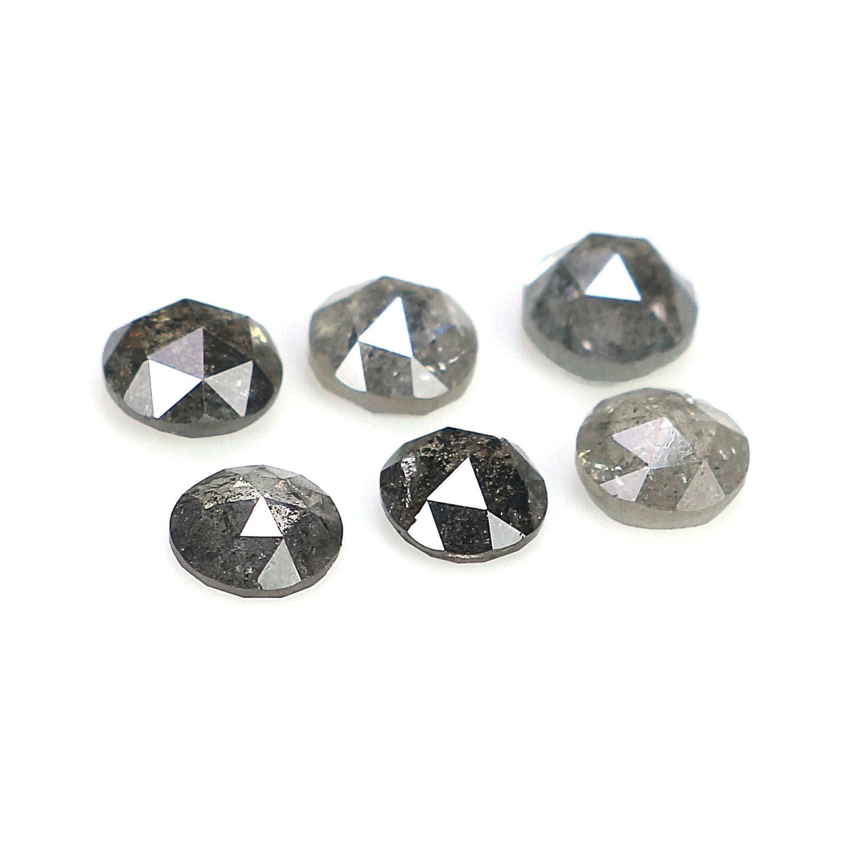 1.28 Ct Natural Loose Round Rose Cut Diamond Salt And Pepper Round Diamond 3.50 MM Natural Black Grey Color Round Rose Cut Diamond KQ2395