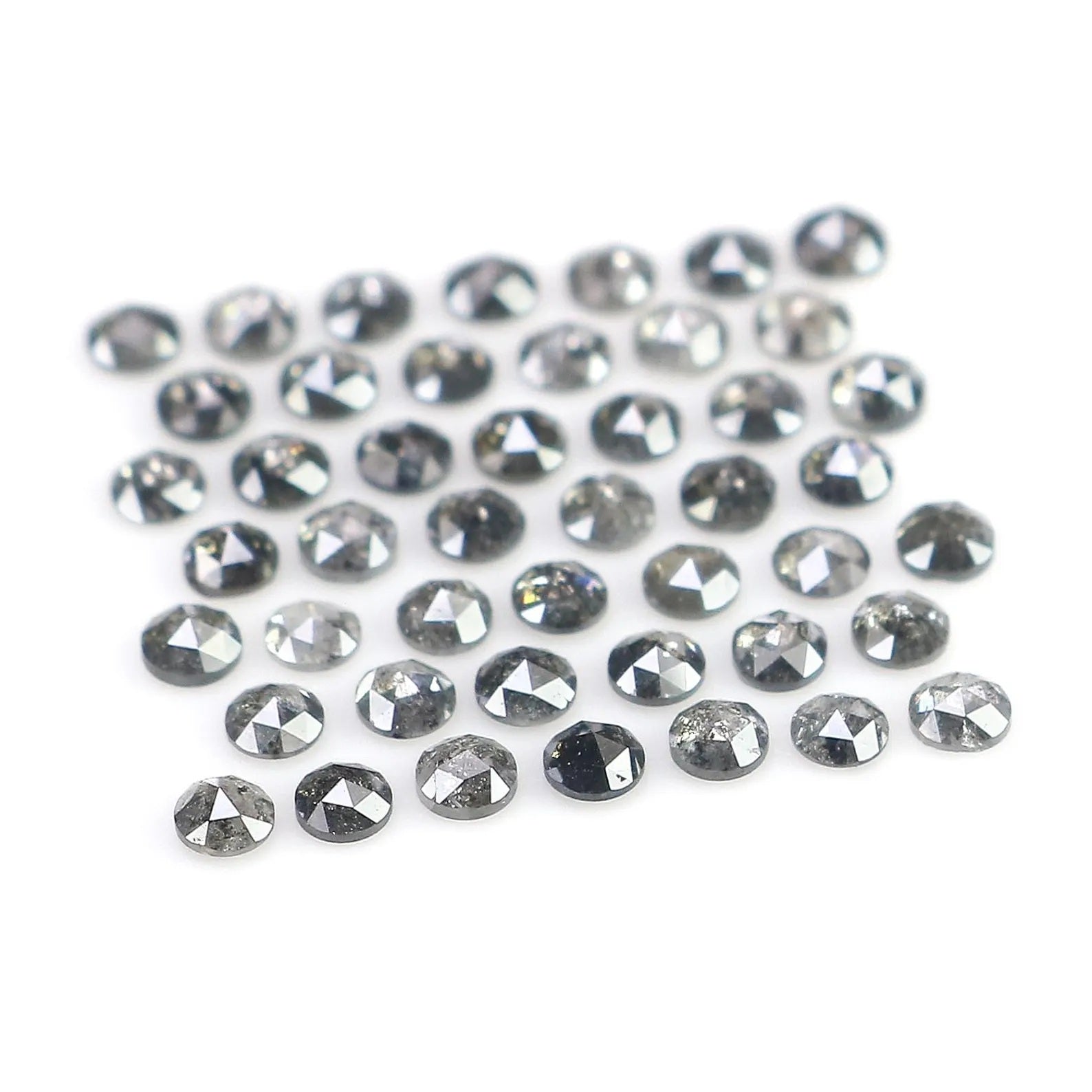 1.06 Ct Natural Loose Round Shape Diamond Salt And Pepper Round Cut Diamond 1.60 MM Natural Black Gray Color Round Rose Cut Diamond NQ1834