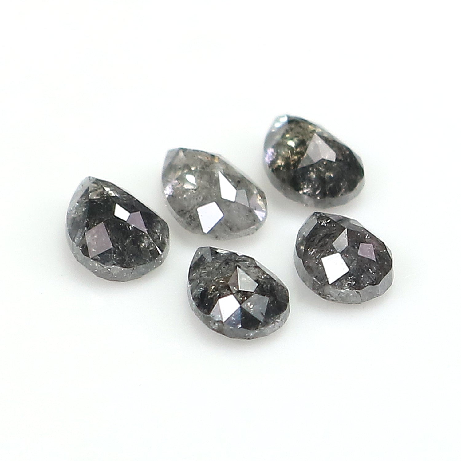 1.22 CT Natural Loose Pear Shape Diamond Salt And Pepper Pear Cut Diamond 4.70 MM Natural Loose Black Grey Color Pear Rose Cut Diamond QL752