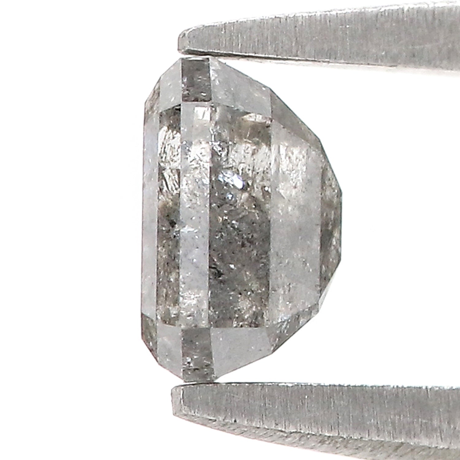 0.89 CT Natural Loose Emerald Shape Diamond Salt And Pepper Emerald Cut Diamond 5.50 MM Natural Black Grey Emerald Rose Cut Diamond LQ1220