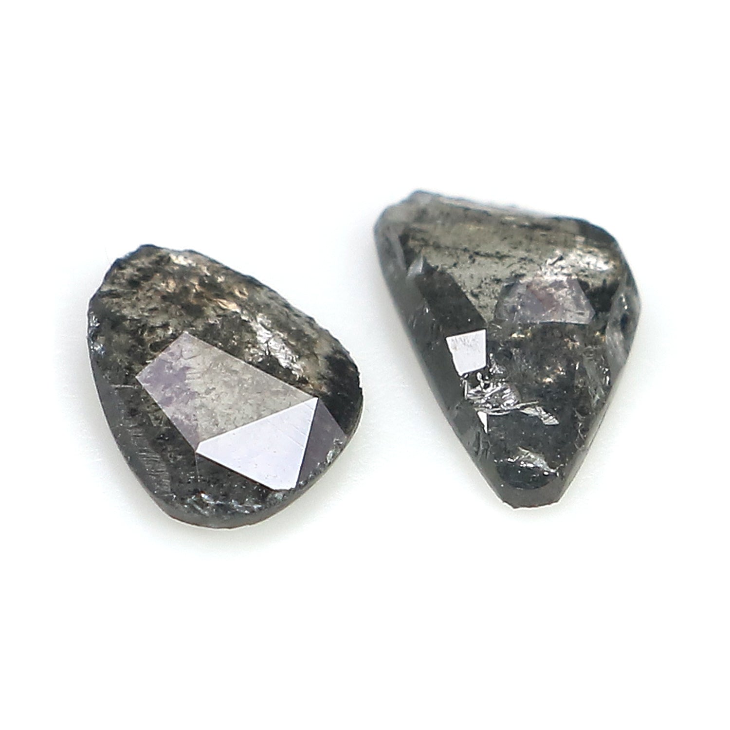0.70 CT Natural Loose Slice Shape Diamond Salt And Pepper Slice Cut Diamond 7.05 MM Natural Black Grey Color Slice Irregular Diamond LQ3373
