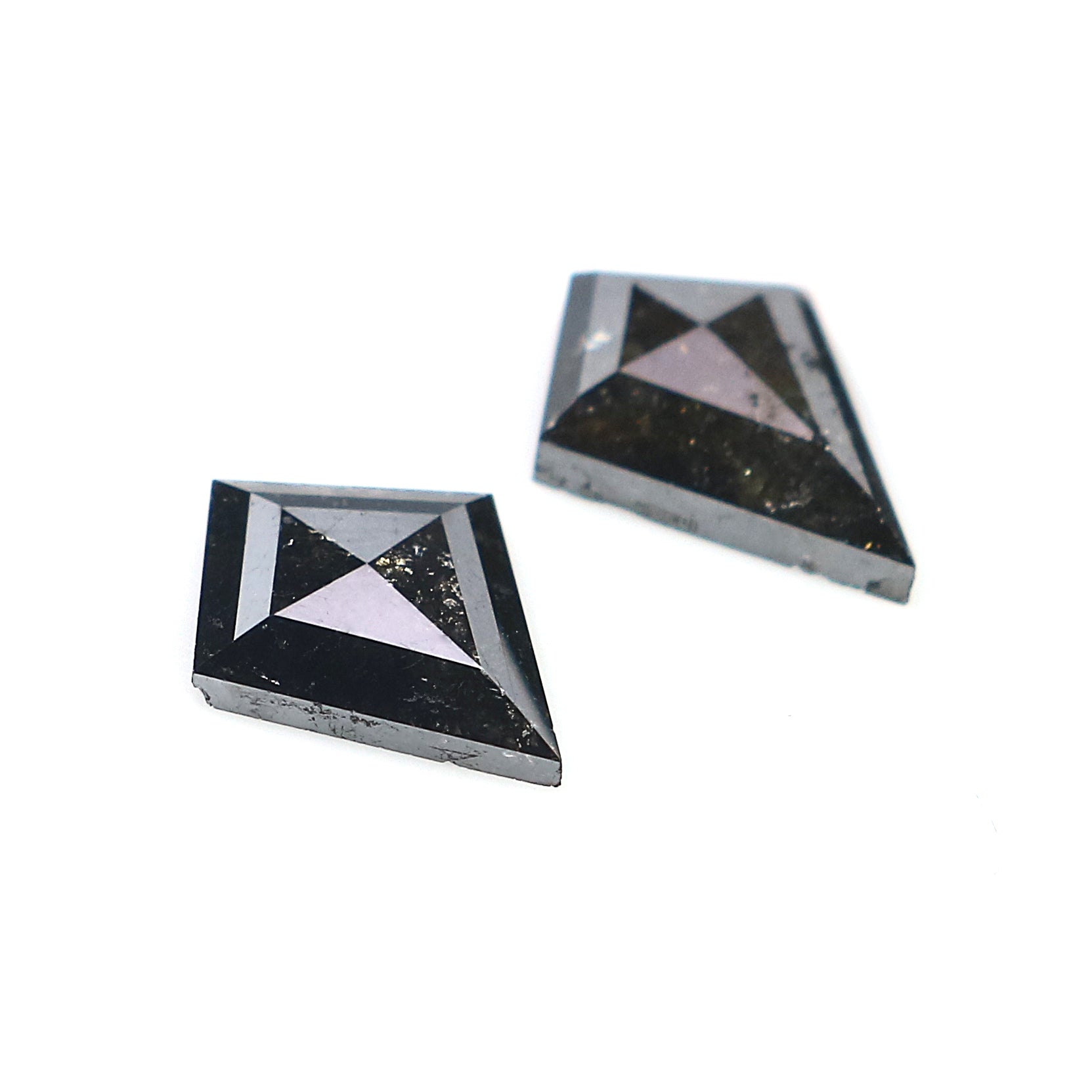 1.30 CT Natural Loose Kite Cut Pair Diamond Black Color Kite Shape Diamond 8.65 MM Natural Loose Black Color Kite Rose Cut Diamond L3407