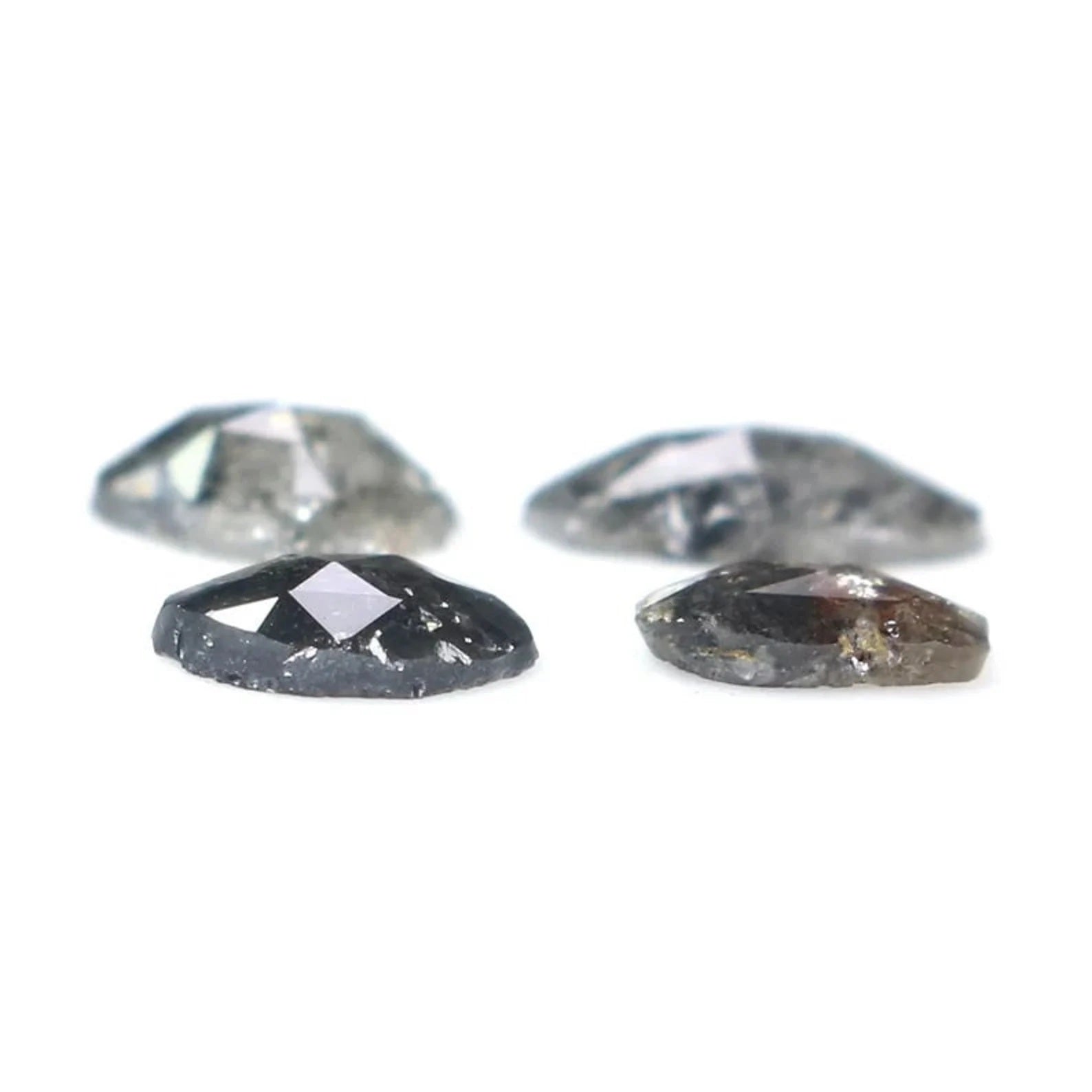 1.15 CT Natural Loose Slice Shape Diamond Salt And Pepper Slice Cut Diamond 4.70 MM Natural Black Gray Color Slice Rose Cut Diamond NQ2143