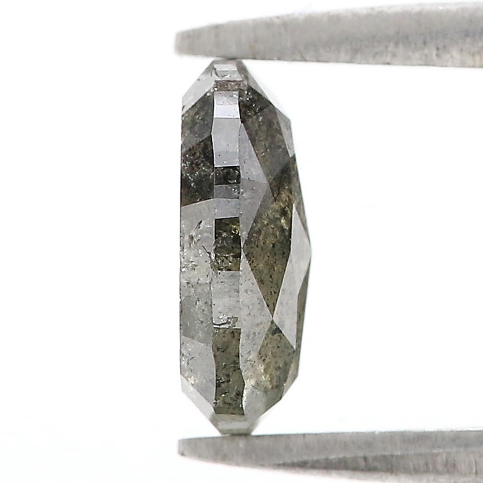 1.61 Ct Natural Loose Oval Shape Diamond Salt and Pepper Oval Diamond 8.55 MM Natural Loose Black Grey Color Oval Rose Cut Diamond QN870