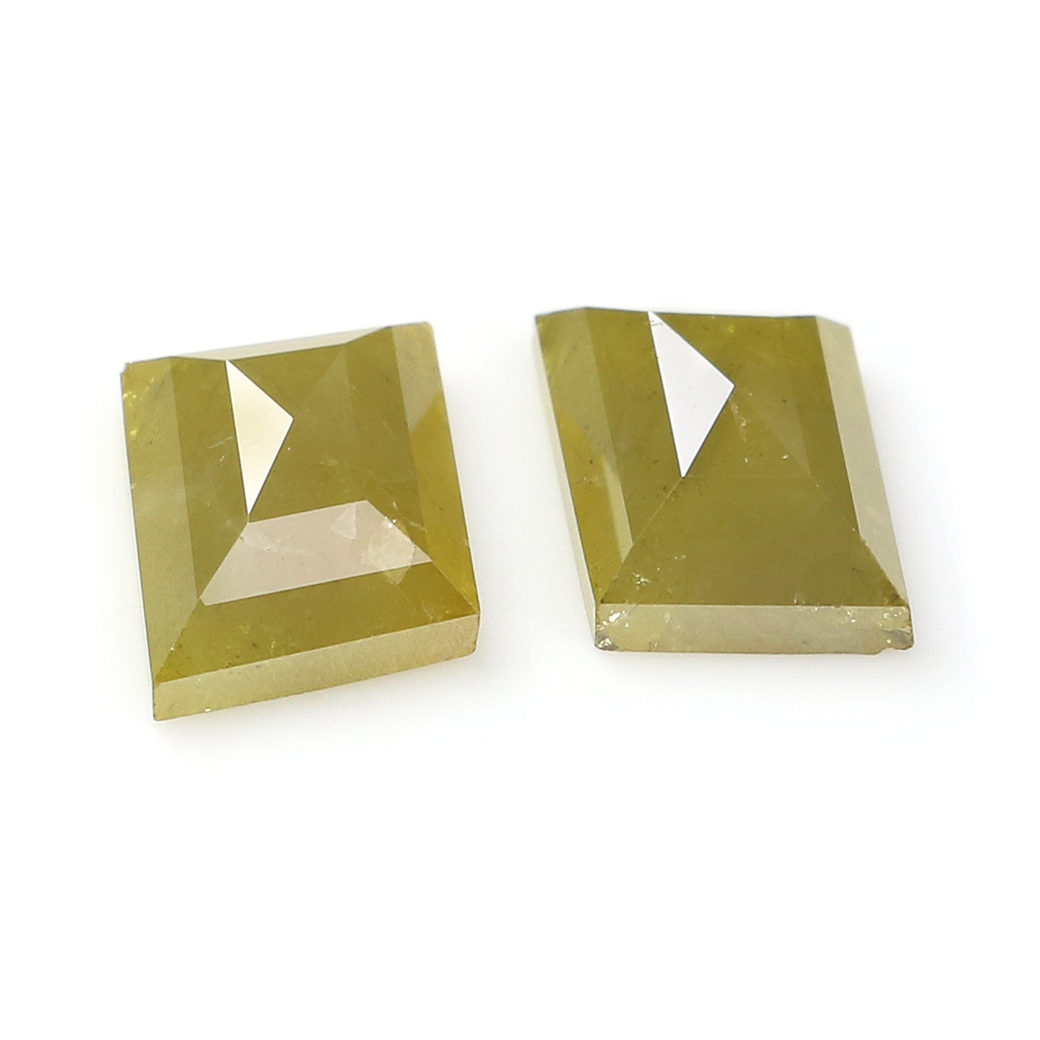 2.62 CT Natural Loose Antique Cut Pair Diamond Yellow Color Antique Shape Diamond 7.40 MM Natural Green Color Antique Rose Cut Diamond L5011