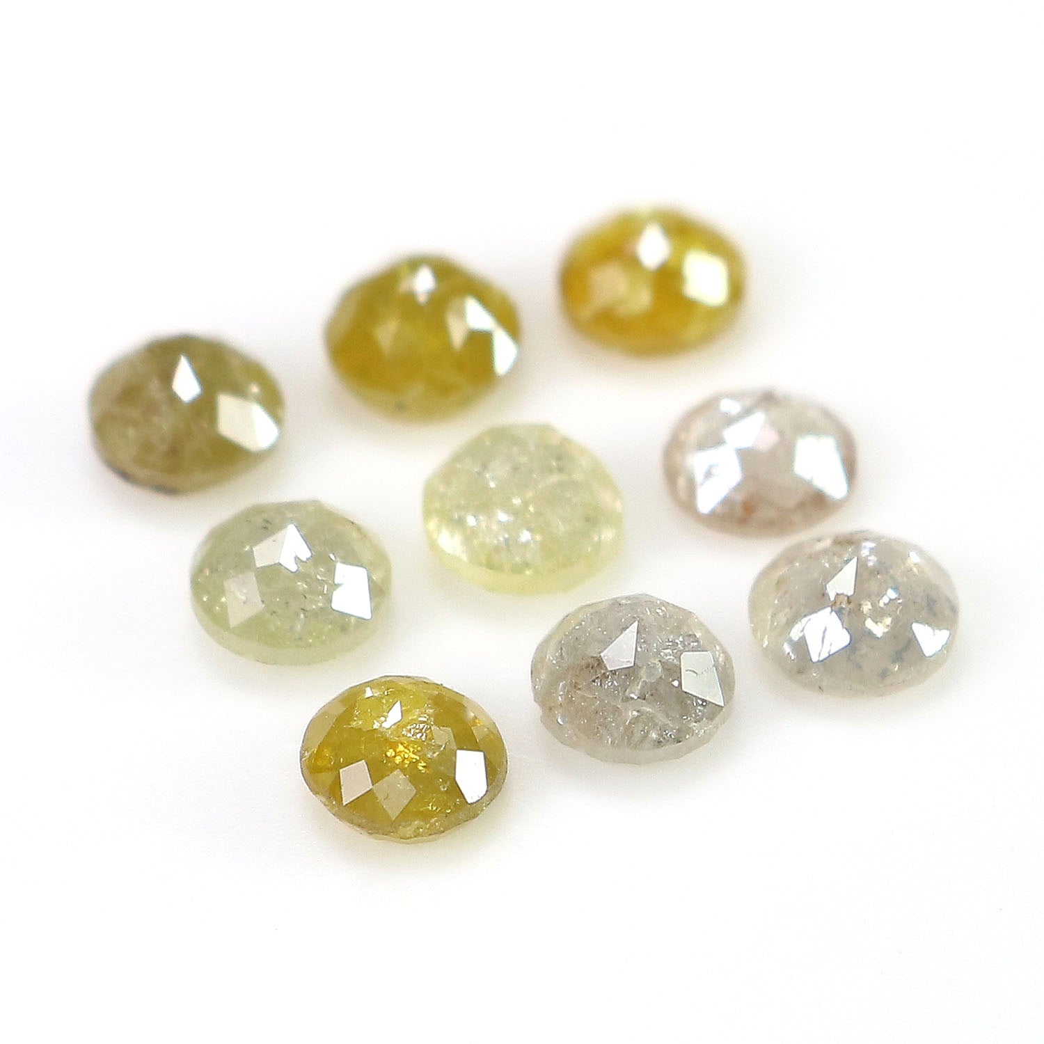 2.25 CT Natural Loose Round Rose Cut Diamond Grey Color Round Shape Diamond 3.50 MM Natural Loose Yellow Color Round Rose Cut Diamond LQ1704