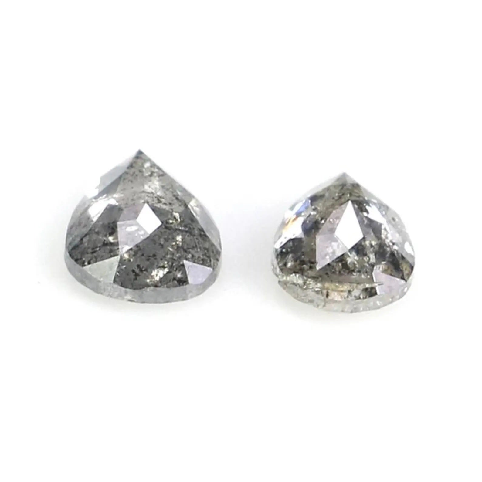 0.34 CT Natural Loose Pear Cut Pair Diamond Salt And Pepper Pear Shape Diamond 4.35 MM Natural Black Grey Color Pear Rose Cut Diamond NQ2356