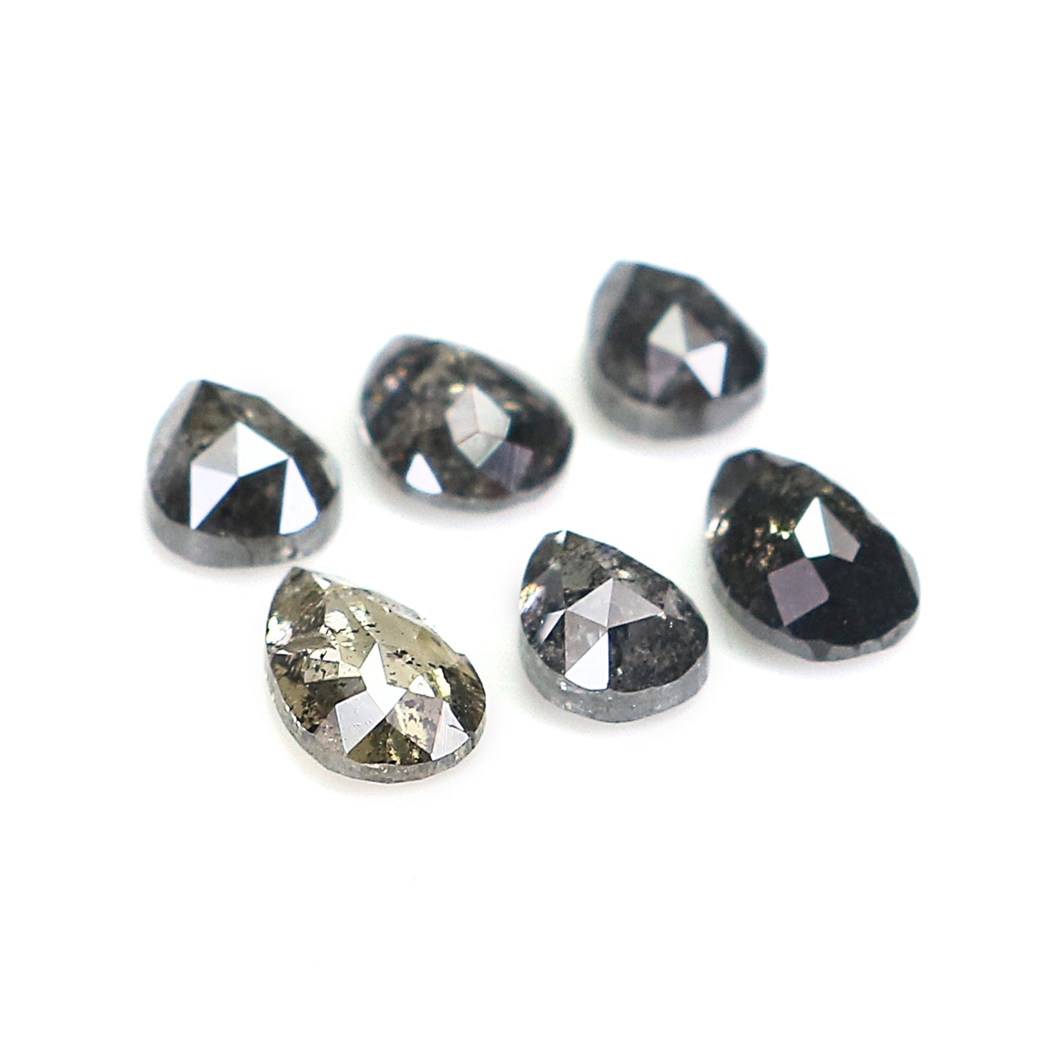 1.66 CT Natural Loose Pear Shape Diamond Salt And Pepper Pear Cut Diamond 4.20 MM Natural Loose Black Grey Color Pear Rose Cut Diamond LQ790
