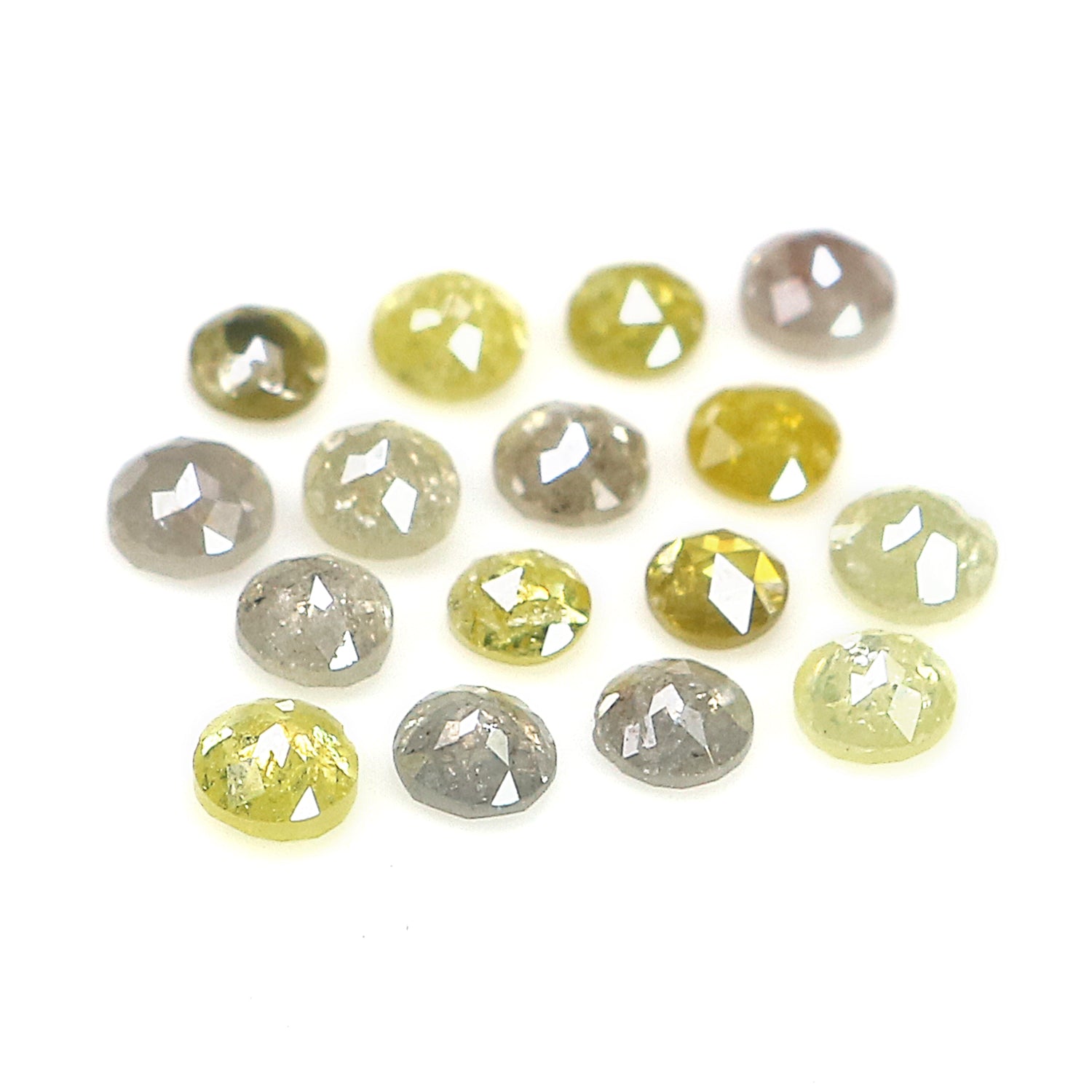 1.15 CT Natural Loose Round Rose Cut Diamond Grey Color Round Shape Diamond 2.40 MM Natural Loose Yellow Color Round Rose Cut Diamond KQ2437