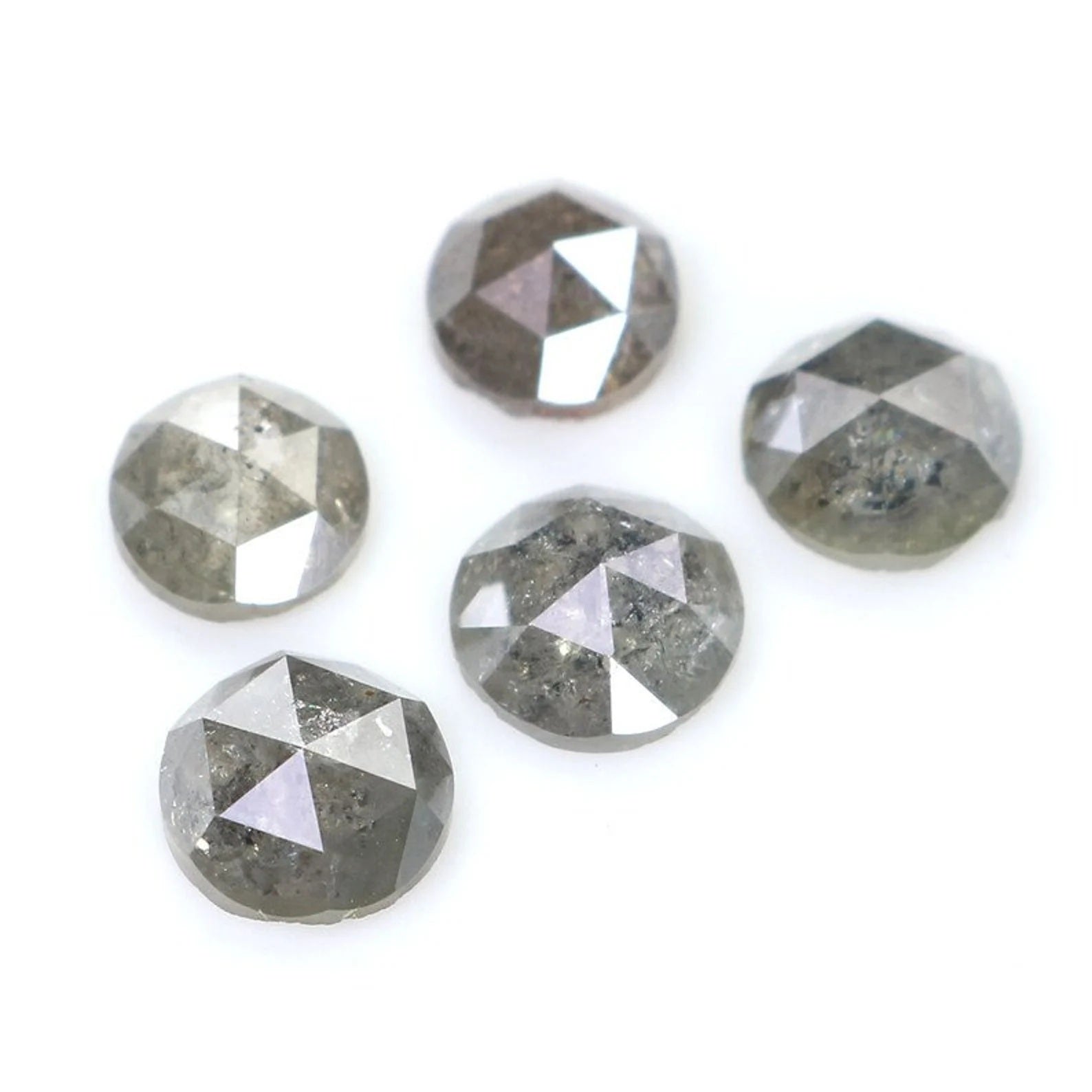 2.42 CT Natural Loose Round Rose Cut Diamond Salt And Pepper Round Shape Diamond 4.60 MM Natural Black Grey Color Rose Cut Diamond NQ2056