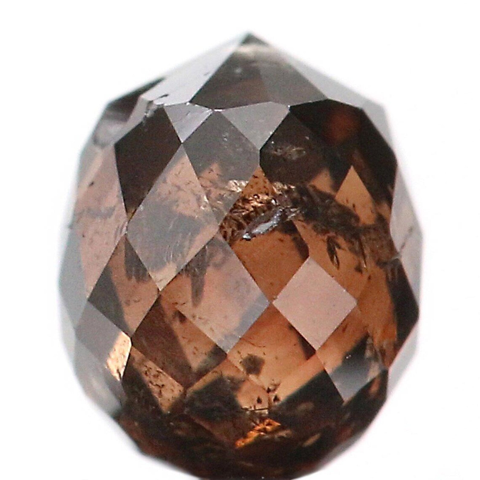 0.59 Ct Natural Loose Briolette Shape Diamond Brown Color Drop Diamond 4.70 MM Natural Loose Brown Color Briolette Rose Cut Diamond NQ405