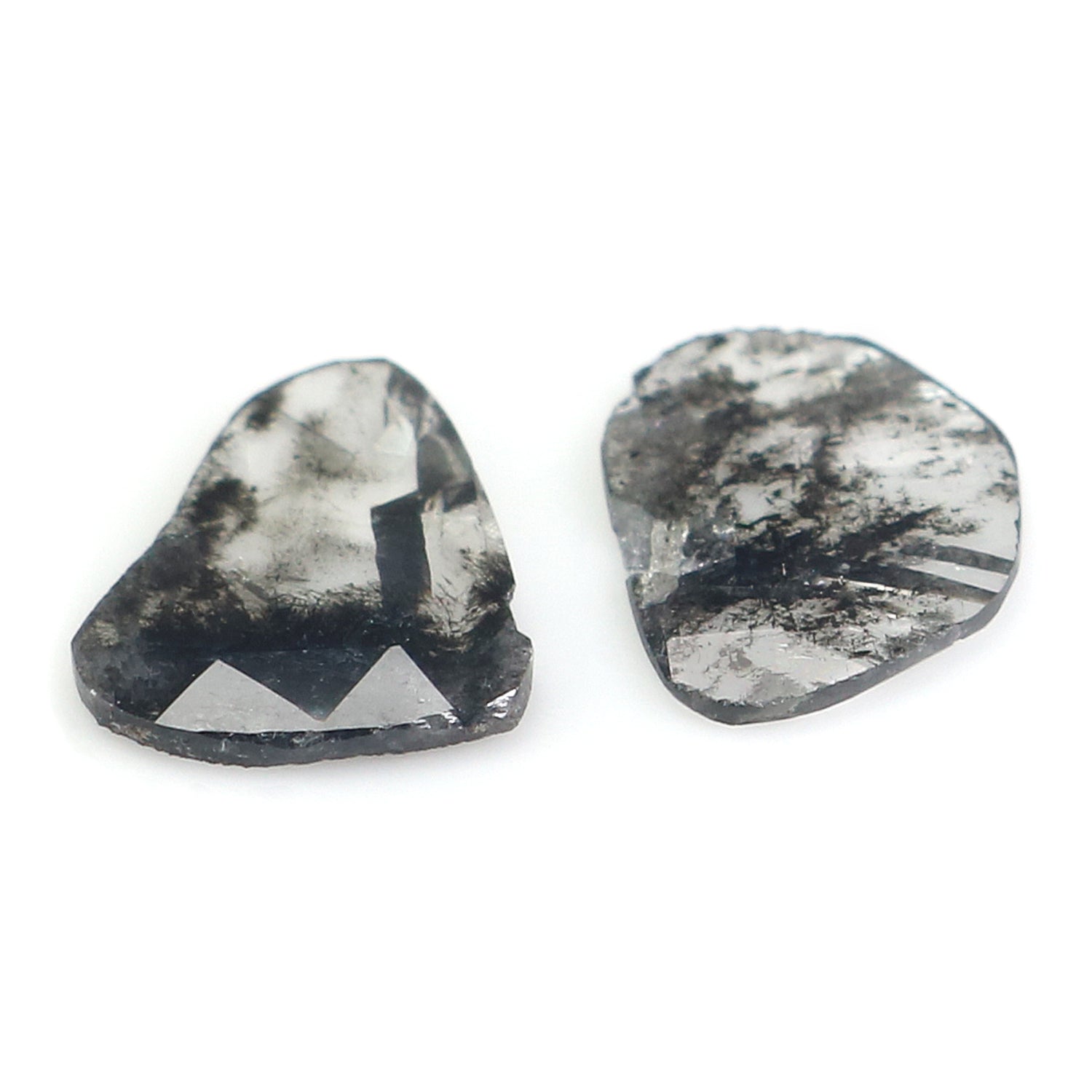 1.14 CT Natural Loose Slice Shape Diamond Salt And Pepper Slice Cut Diamond 9.65 MM Natural Black Grey Diamond Irregular Cut Diamond L3484