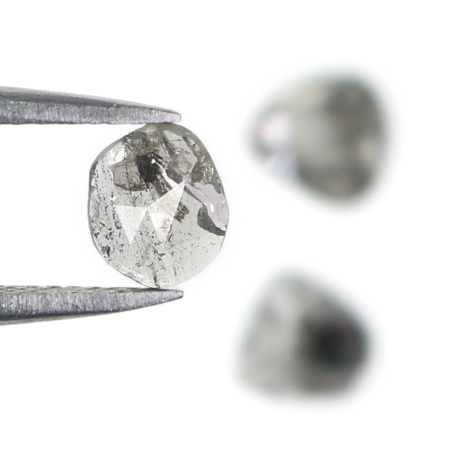 0.92 CT Natural Loose Slice Shape Diamond Salt And Pepper Slice Uncut Diamond 5.95 MM Natural Black Grey Diamond Irregular Cut Diamond L3514