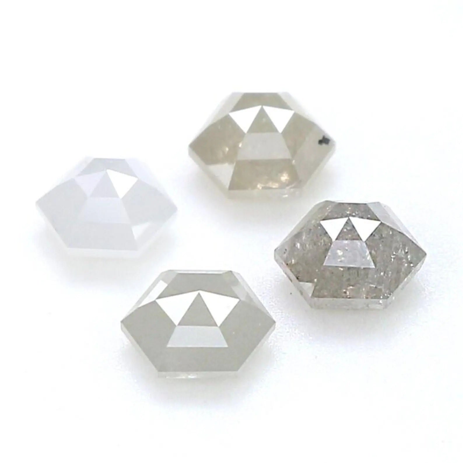 1.04 CT Natural Loose Hexagon Shape Diamond Ice Grey Color Hexagon Cut Diamond 3.40 MM Natural Grey Color Hexagon Rose Cut Diamond NQ8778