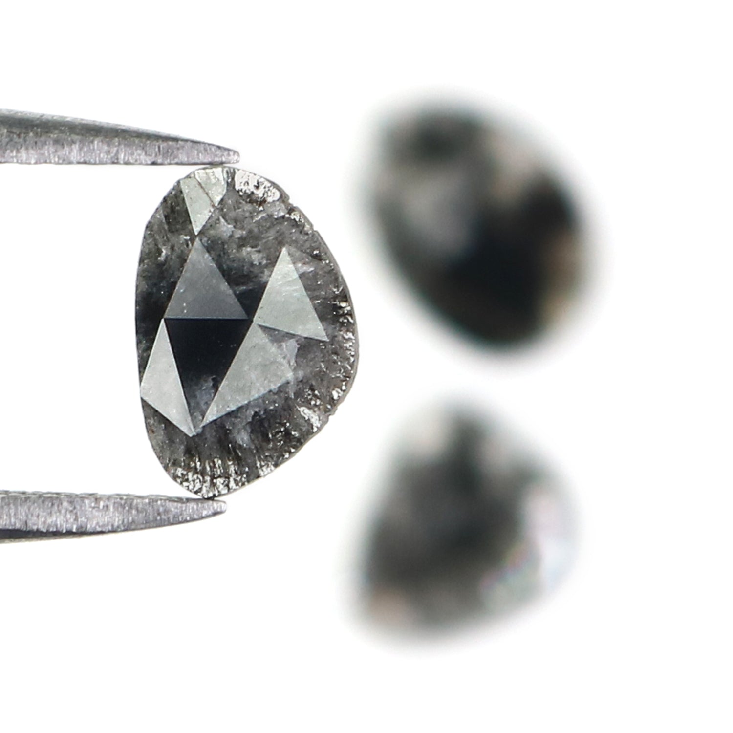1.04 CT Natural Loose Slice Shape Diamond Salt And Pepper Slice Uncut Diamond 7.55 MM Natural Black Grey Diamond Irregular Cut Diamond L3544