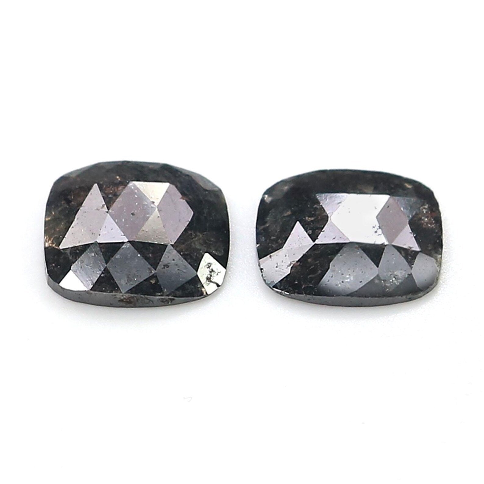 1.77 CT Natural Loose Cushion Shape Pair Diamond Salt And Pepper Cushion Diamond 7.70 MM Natural Black Grey Cushion Rose Cut Diamond NQ2541