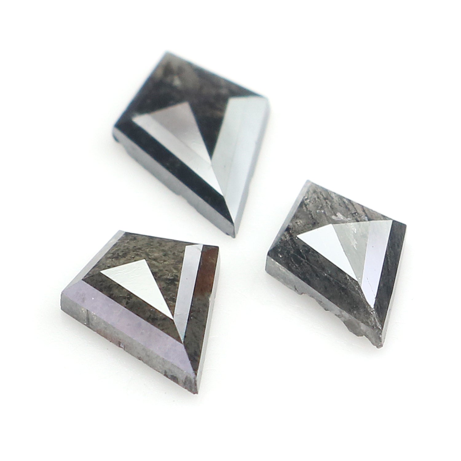 1.29 CT Natural Loose Kite Shape Diamond Salt And Pepper Kite Cut Diamond 9.20 MM Natural Black Grey Color Kite Rose Cut Diamond L3439