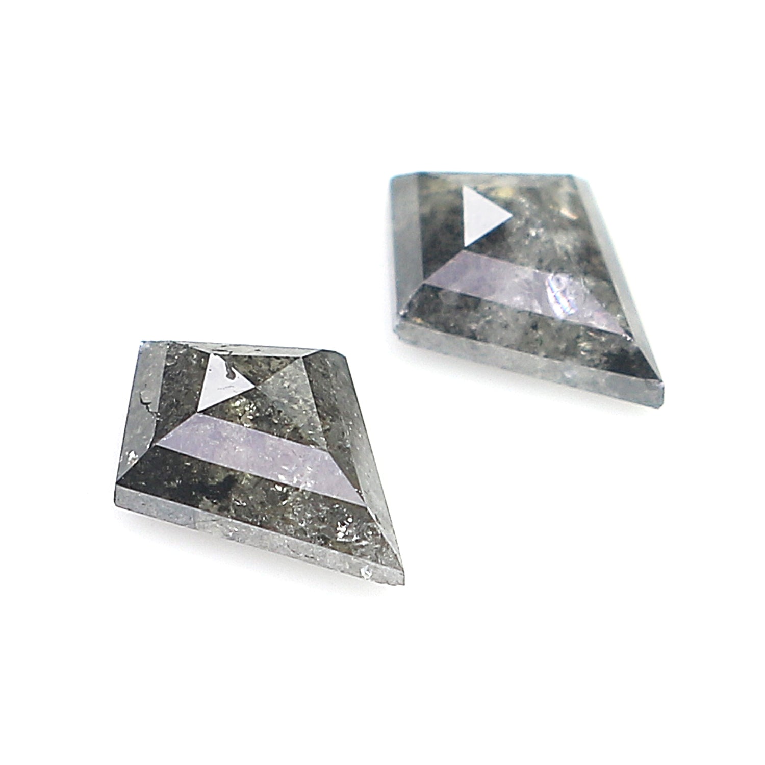 0.67 CT Natural Loose Kite Cut Pair Diamond Salt And Pepper Kite Shape Diamond 6.20 MM Natural Black Grey Color Kite Rose Cut Diamond LQ2736