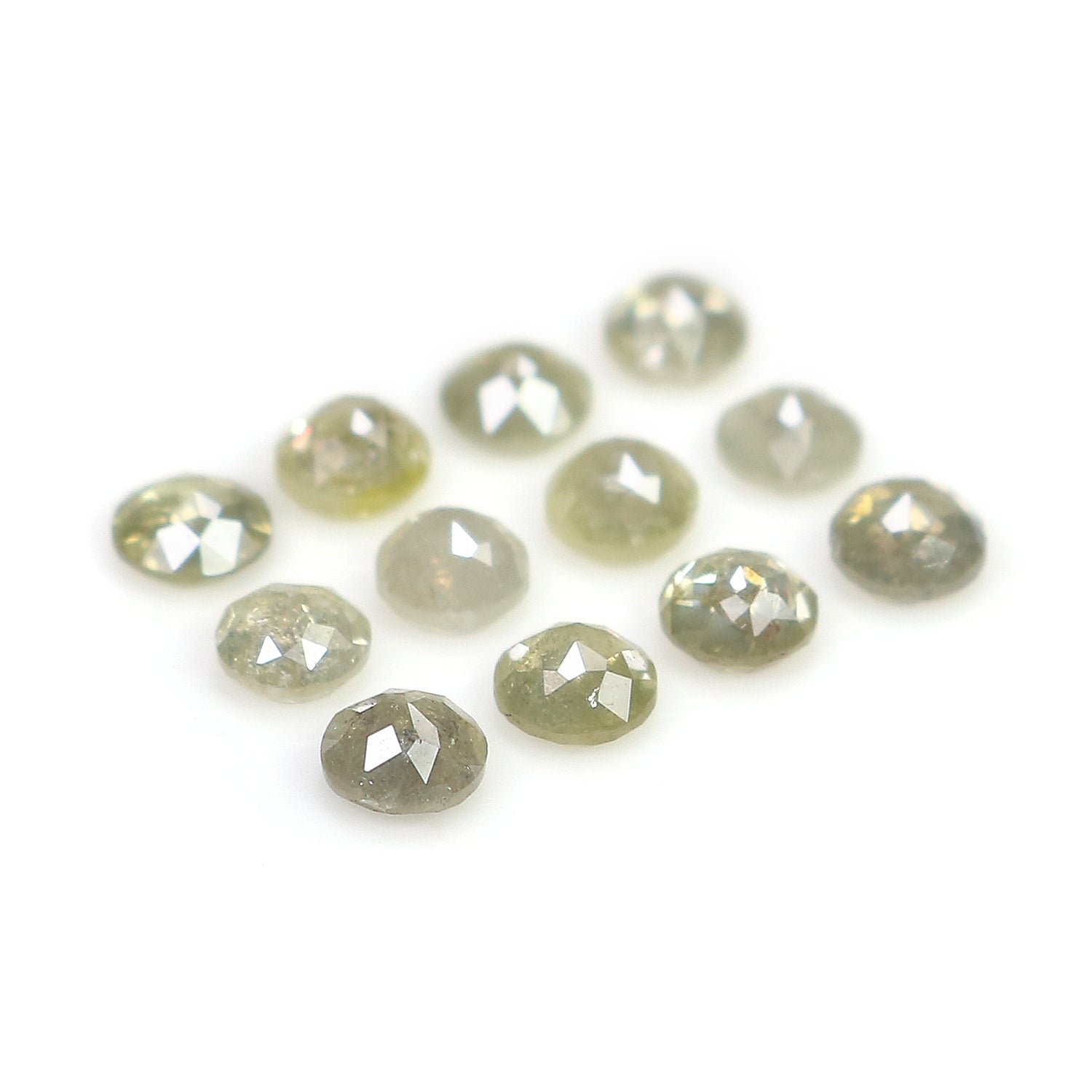 1.65 CT Natural Loose Round Rose Cut Diamond Grey Color Round Shape Diamond 3.05 MM Natural Loose Green Color Round Rose Cut Diamond KQ950