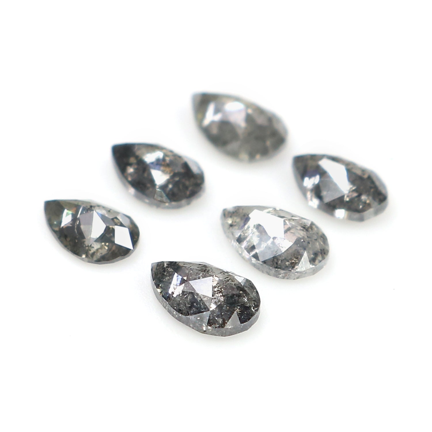 0.83 CT Natural Loose Pear Shape Diamond Salt And Pepper Pear Diamond 3.90 MM Natural Loose Black Grey Color Pear Rose Cut Diamond LQ1251