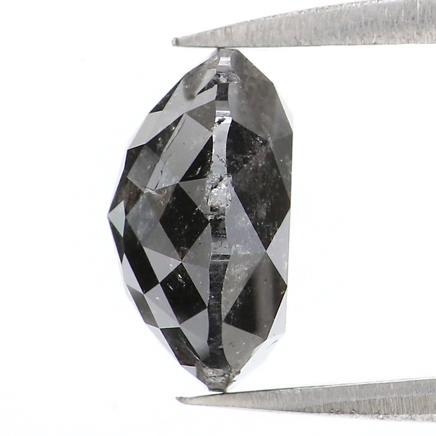 2.97 Ct Natural Loose Round Rose Cut Diamond Black Grey Color Rose Cut Diamond 8.85 MM Natural Loose Salt And Pepper Rose Cut Diamond QL064