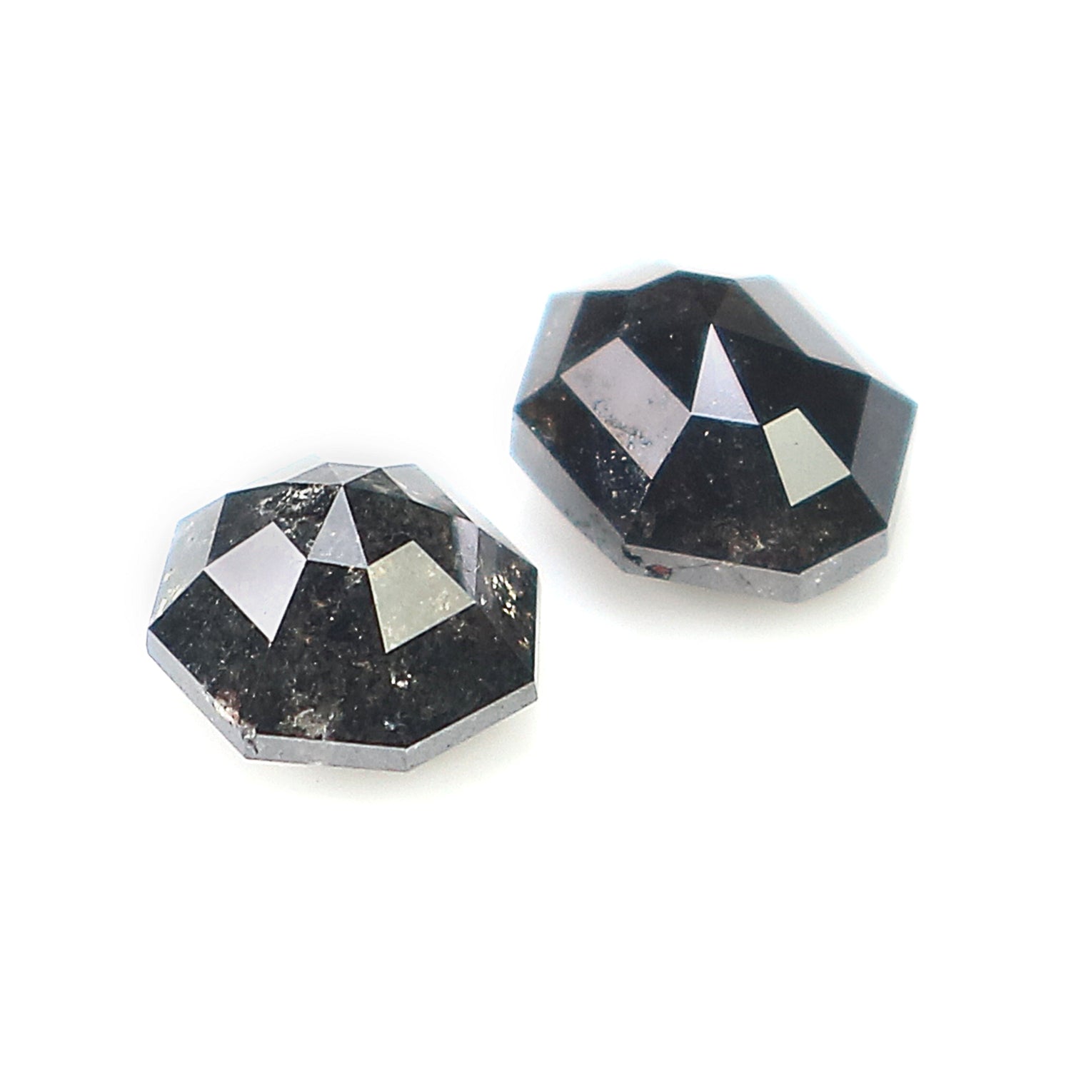 0.96 CT Natural Loose Octagon Cut Pair Diamond Salt And Pepper Octagon Diamond 4.50 MM Natural Black Grey Octagon Rose Cut Diamond LQ9560