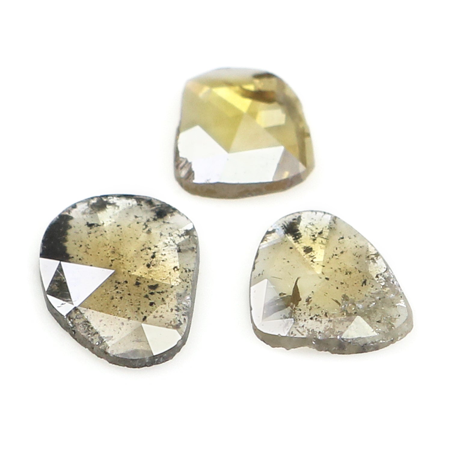 0.97 CT Natural Loose Slice Shape Diamond Yellow Color Slice Cut Diamond 7.25 MM Natural Grey Color Diamond Irregular Cut Diamond L3476