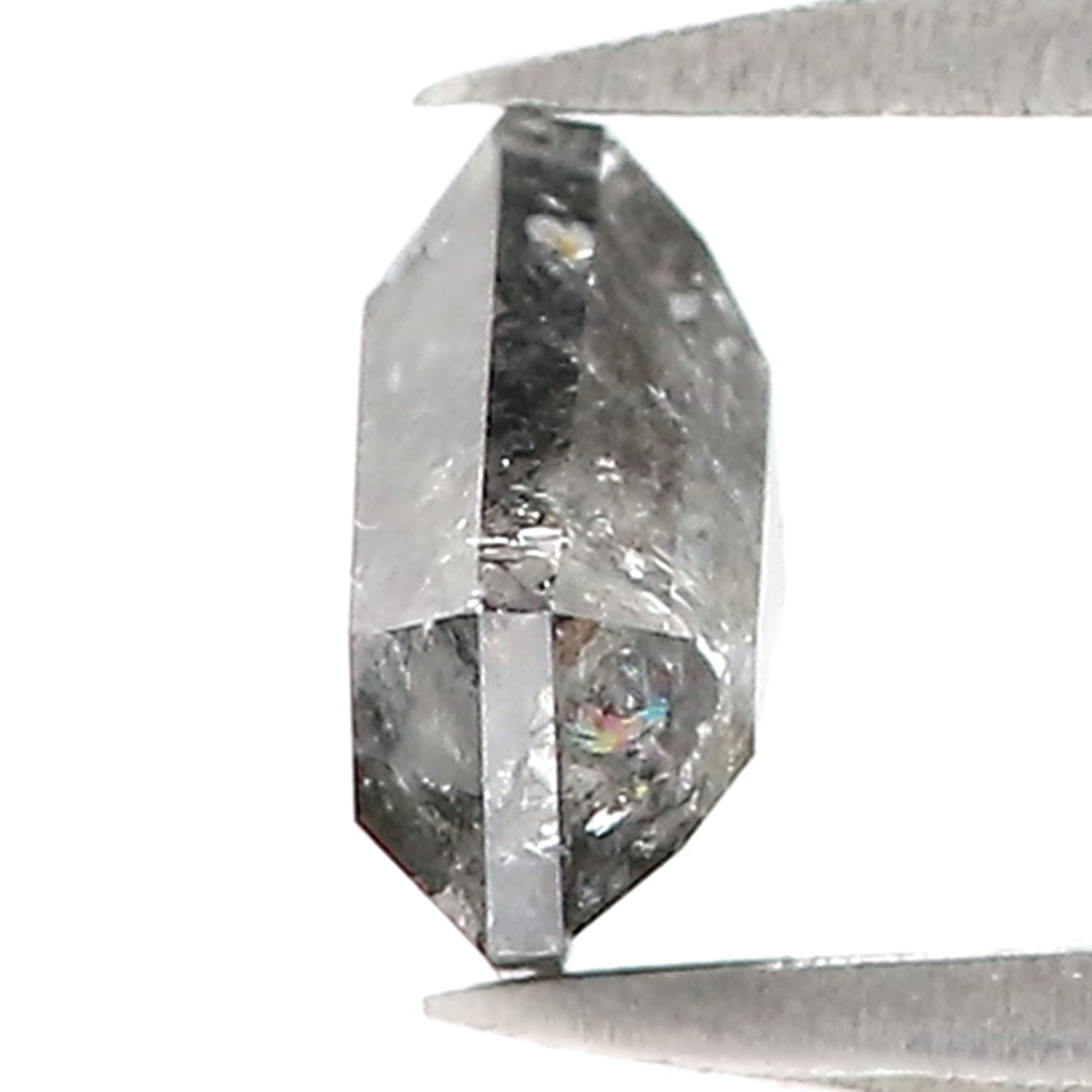 0.75 Ct Natural Loose Shield Shape Diamond Salt And Pepper Shield Cut Diamond 5.30 MM Black Gray Color Shield Shape Rose Cut Diamond QL9852