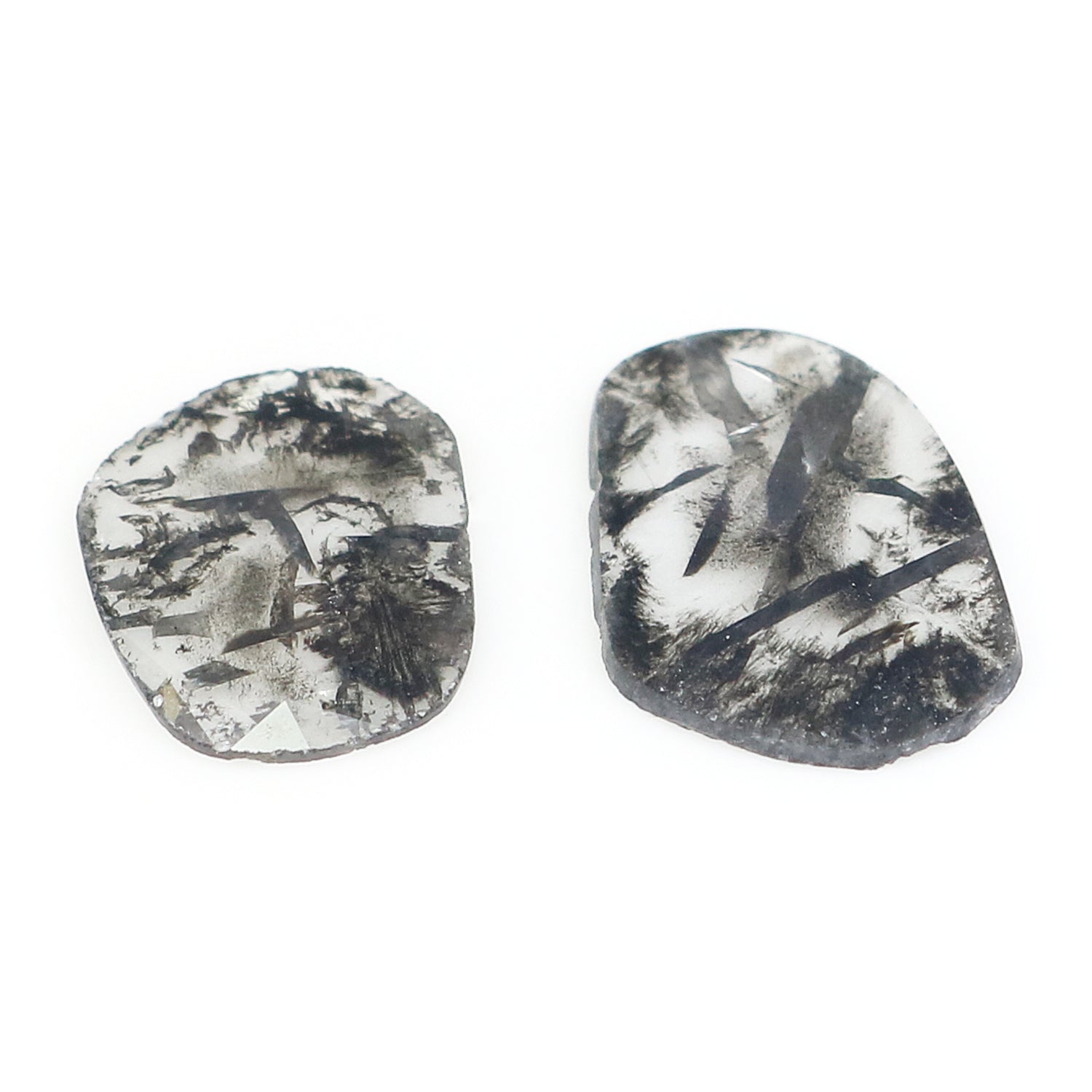 1.33 CT Natural Loose Slice Shape Diamond Salt And Pepper Slice Cut Diamond 10.95 MM Natural Black Grey Diamond Irregular Cut Diamond L3482