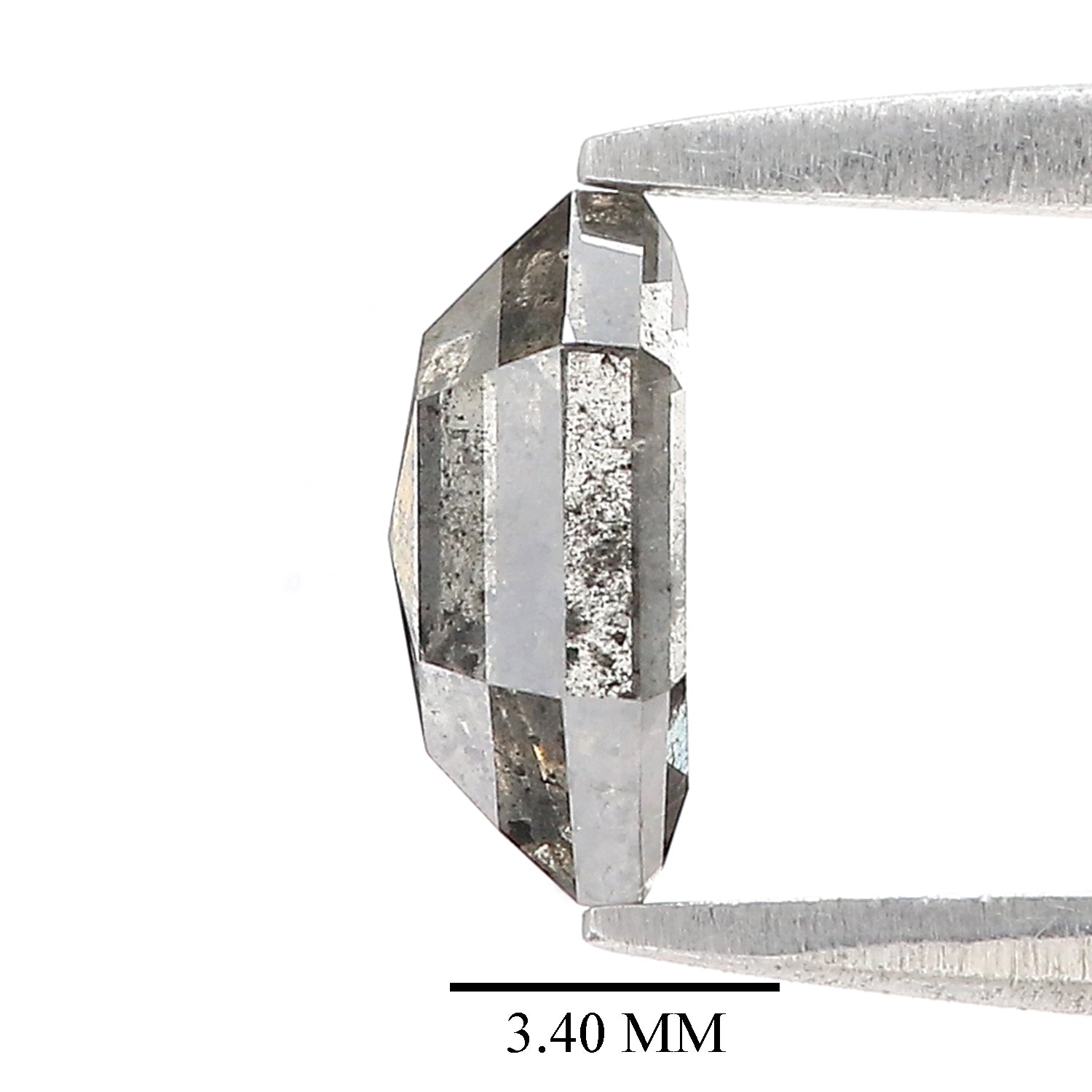 Natural Hexagon Salt and Pepper Diamond 1.11 CT Loose Rose Cut Black Grey Stone 8.20 MM Rustic Diamond For Custom Engagement Ring L3617