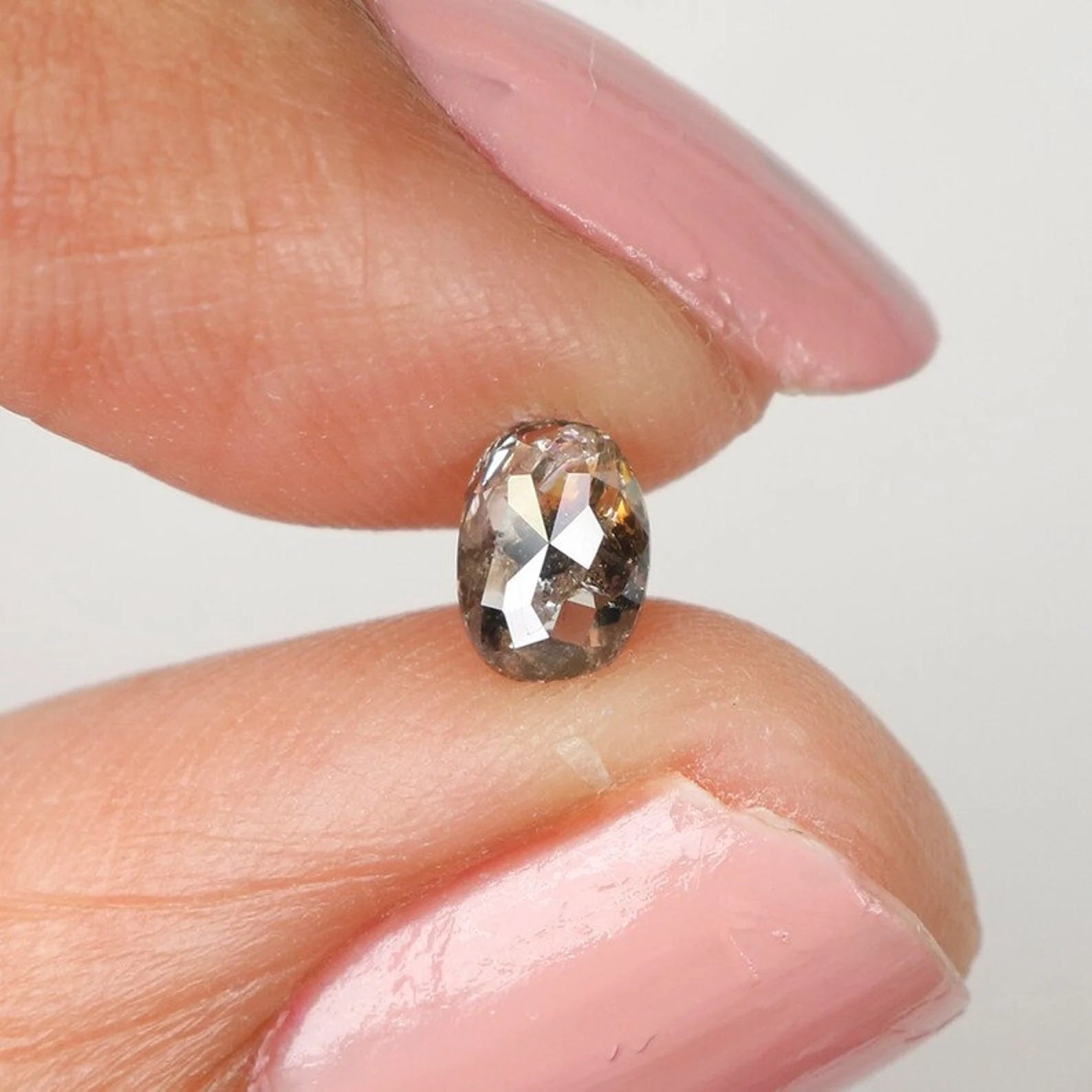 0.42 CT Natural Loose Oval Shape Diamond Salt And Pepper Oval Diamond 5.35 MM Black Grey Color Diamond Oval Shape Rose Cut Diamond NQ1004