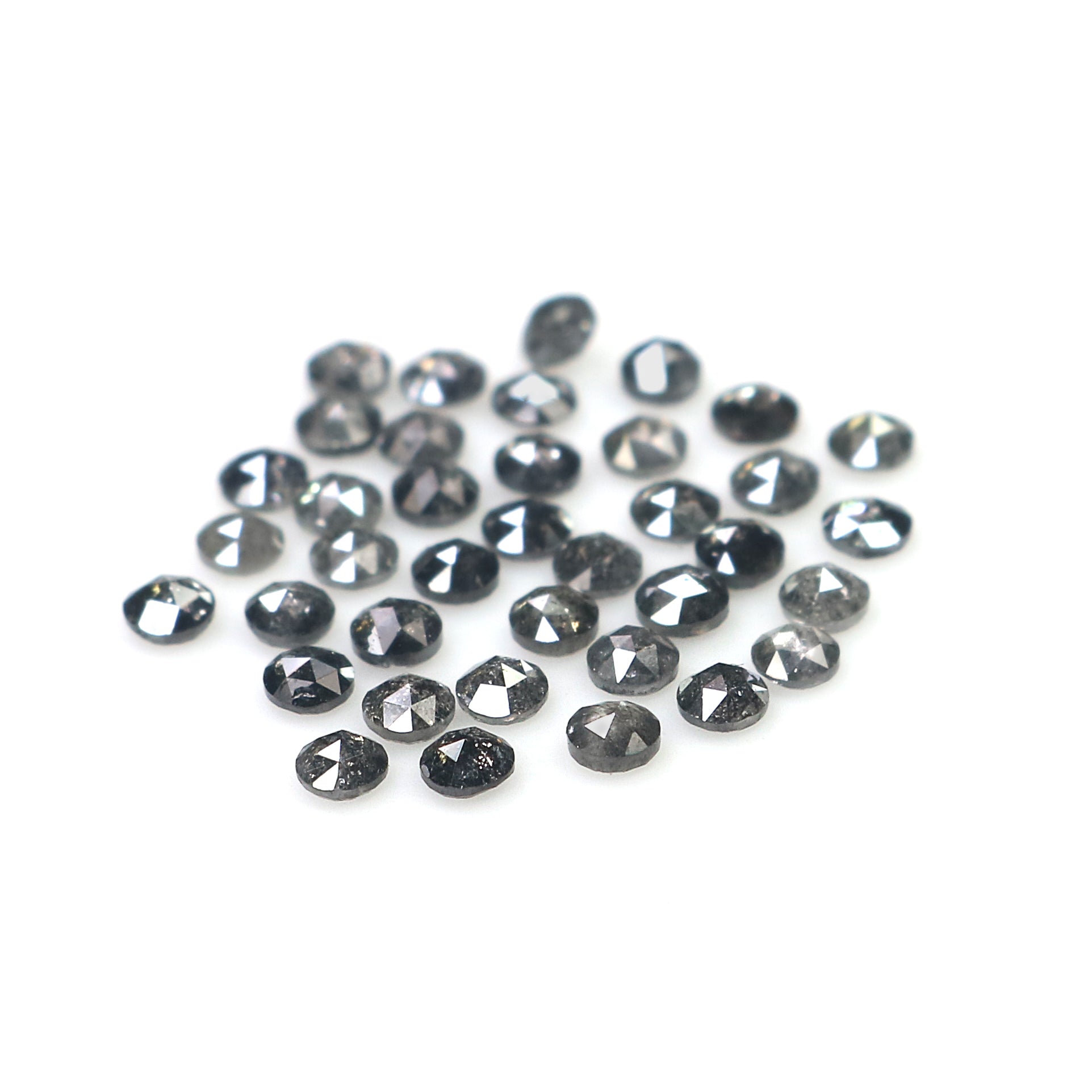 1.45 Ct Natural Loose Round Rose Cut Diamond Salt And Pepper Round Diamond 1.90 MM Natural Black Grey Color Round Rose Cut Diamond KR1951