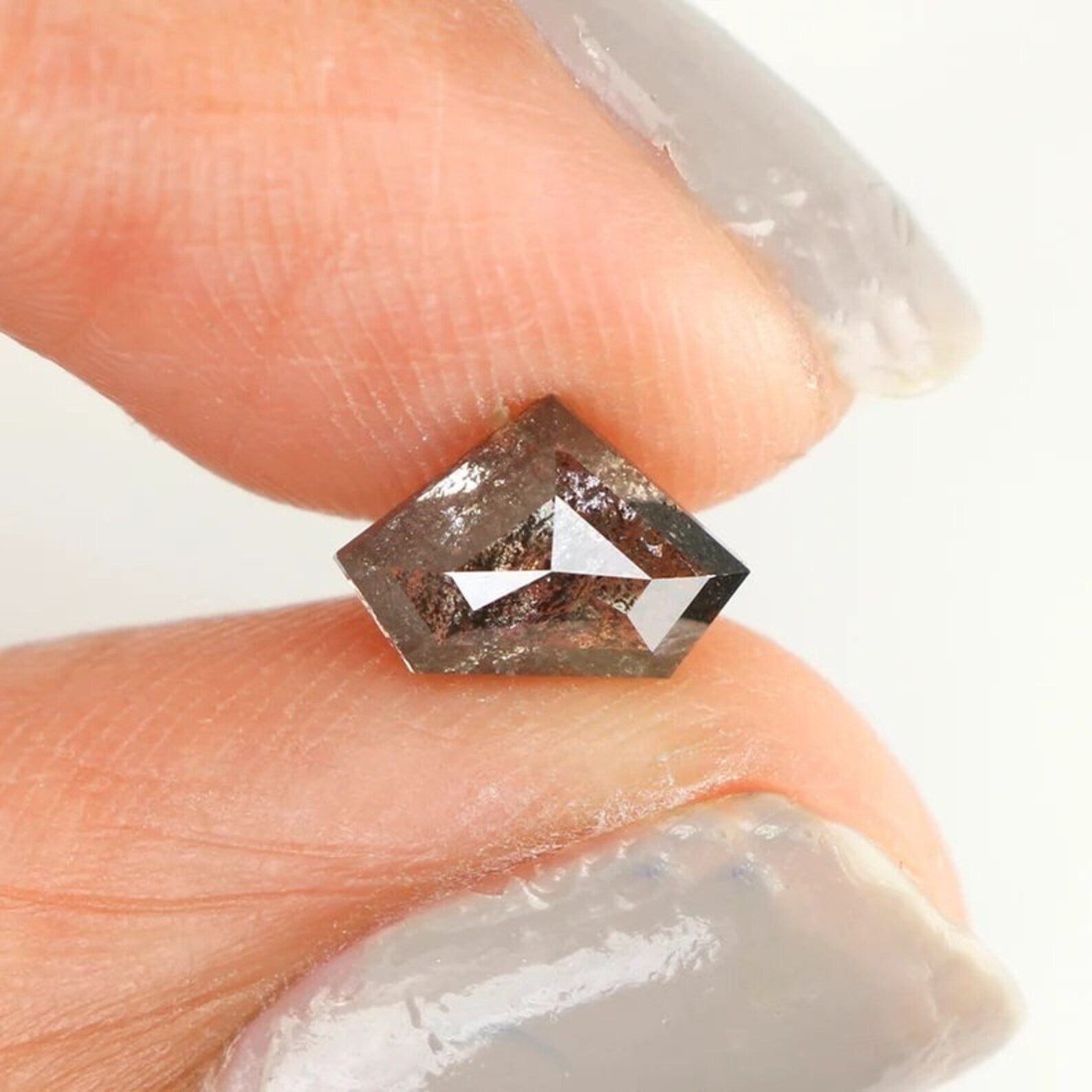 0.84 Ct Natural Loose Shield Cut Diamond Salt And Pepper Shield Diamond 5.20 MM Natural Loose Black Grey Color Shield Rose Cut Diamond QN943