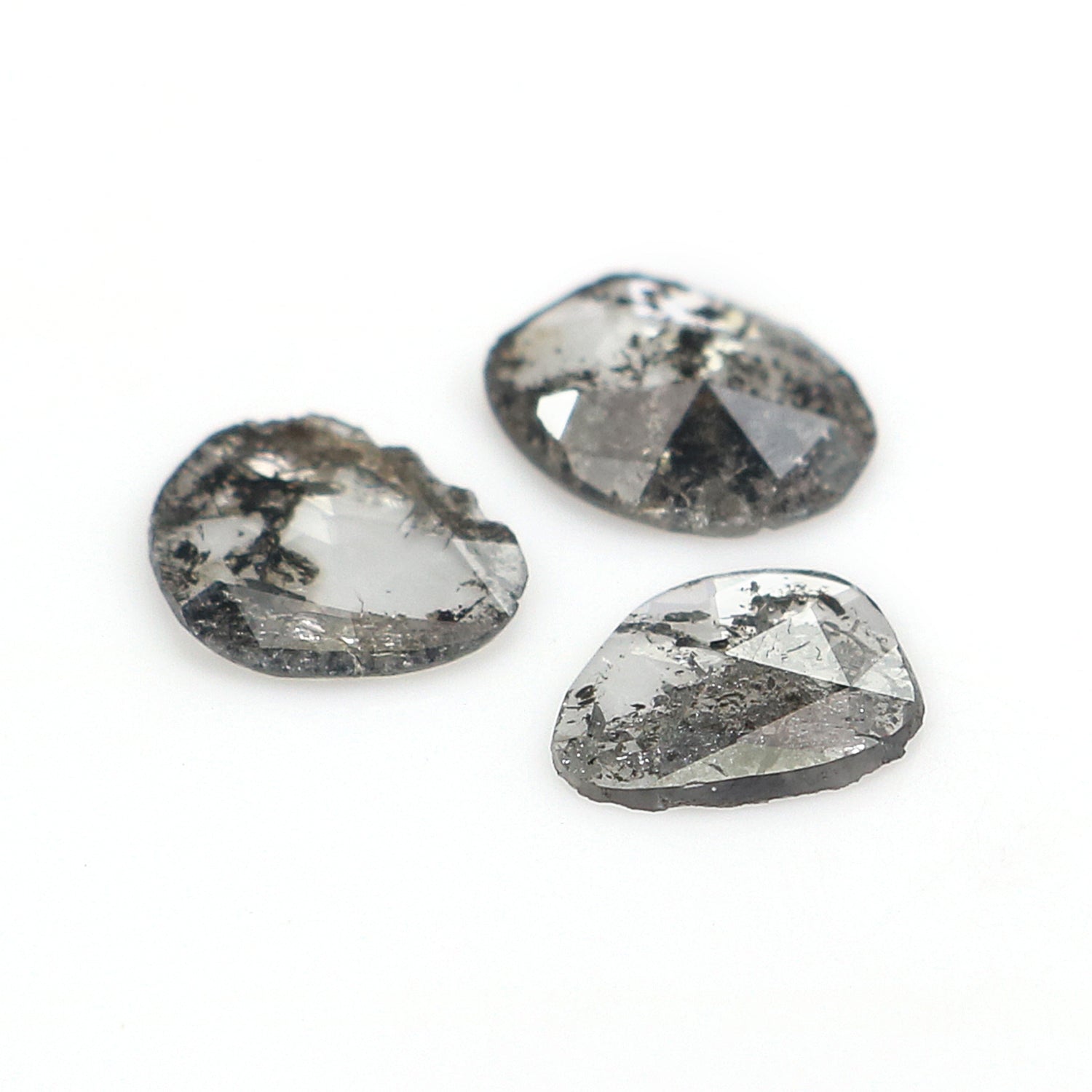 1.02 CT Natural Loose Slice Shape Diamond Salt And Pepper Slice Uncut Diamond 6.80 MM Natural Black Grey Diamond Irregular Cut Diamond L3560