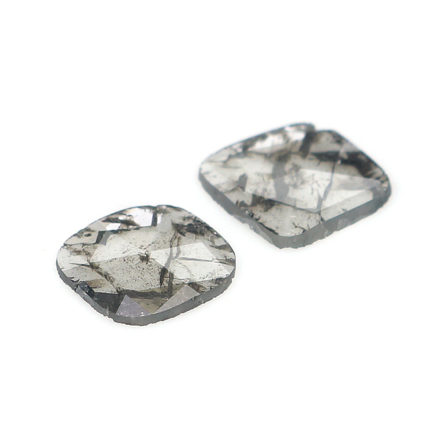 Natural Slice Salt and Pepper Diamond 0.91 CT Loose Irregular Cut Black Grey Stone 6.75 MM Rustic Diamond For Custom Engagement Ring L3621