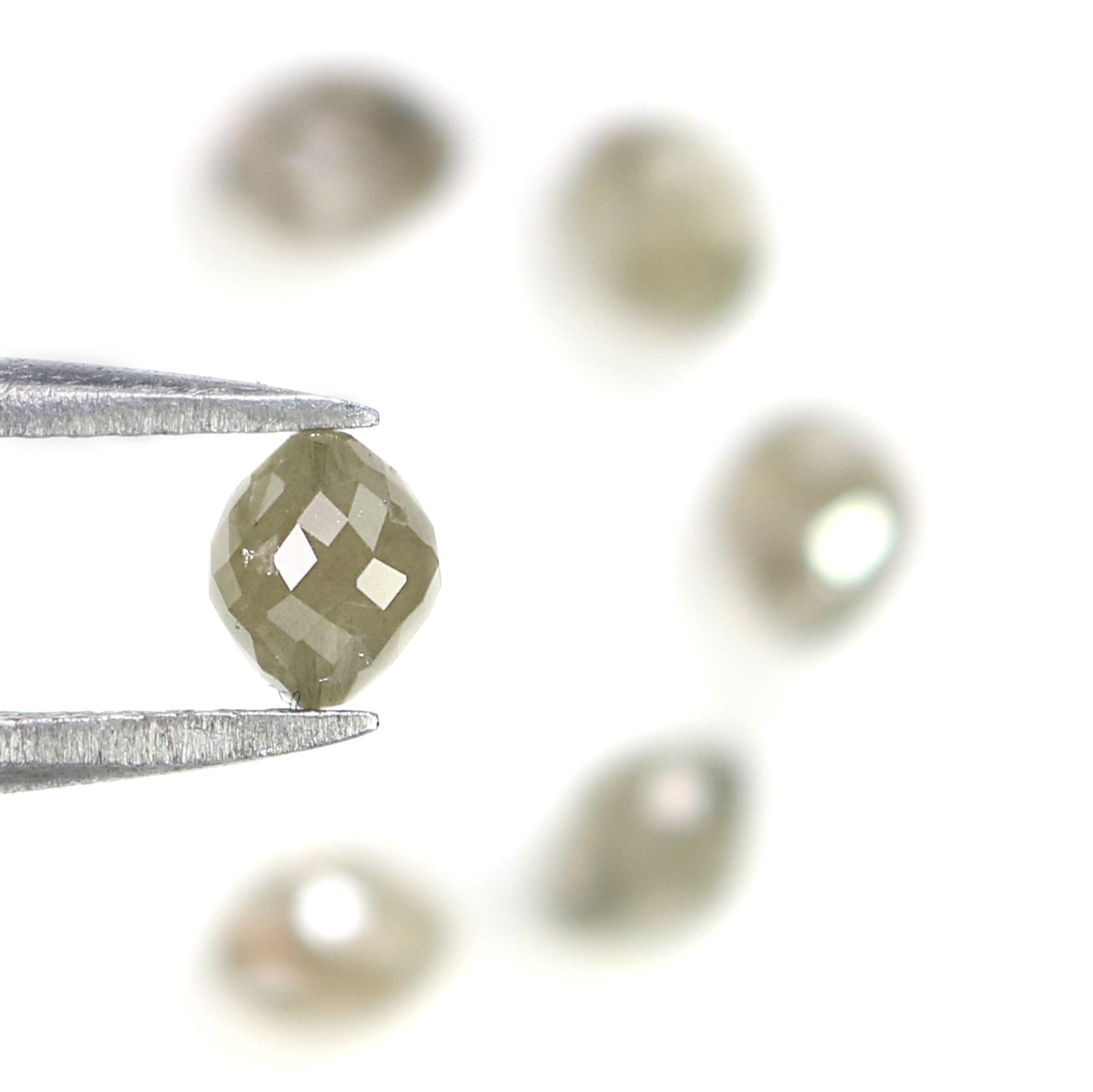 Natural Loose Egg Shape Bead Gray Color Diamond 3.51 CT 4.40 MM Bead Shape Rose Cut Diamond N1786