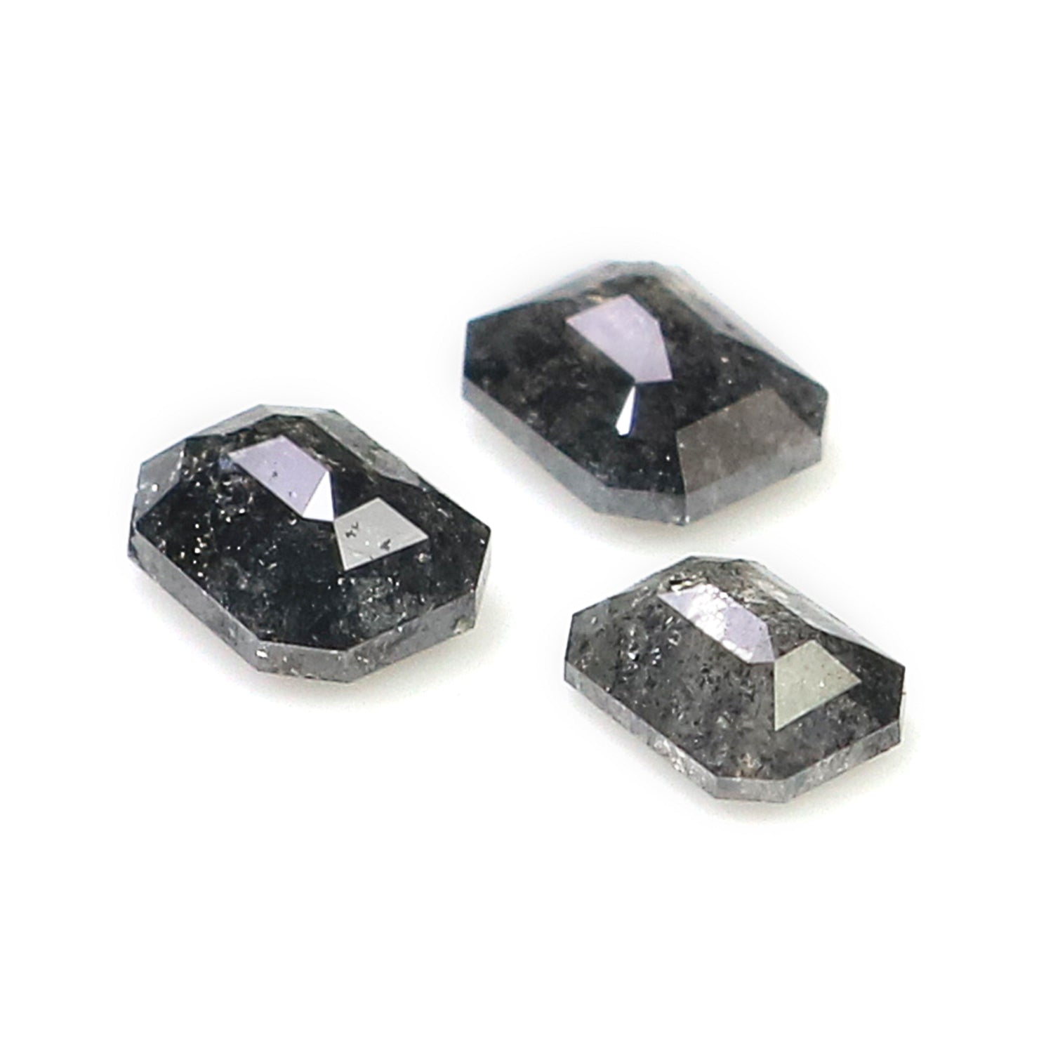 0.83 CT Natural Loose Emerald Shape Diamond Salt And Pepper Emerald Cut Diamond 4.10 MM Natural Black Grey Color Emerald Diamond KR2587