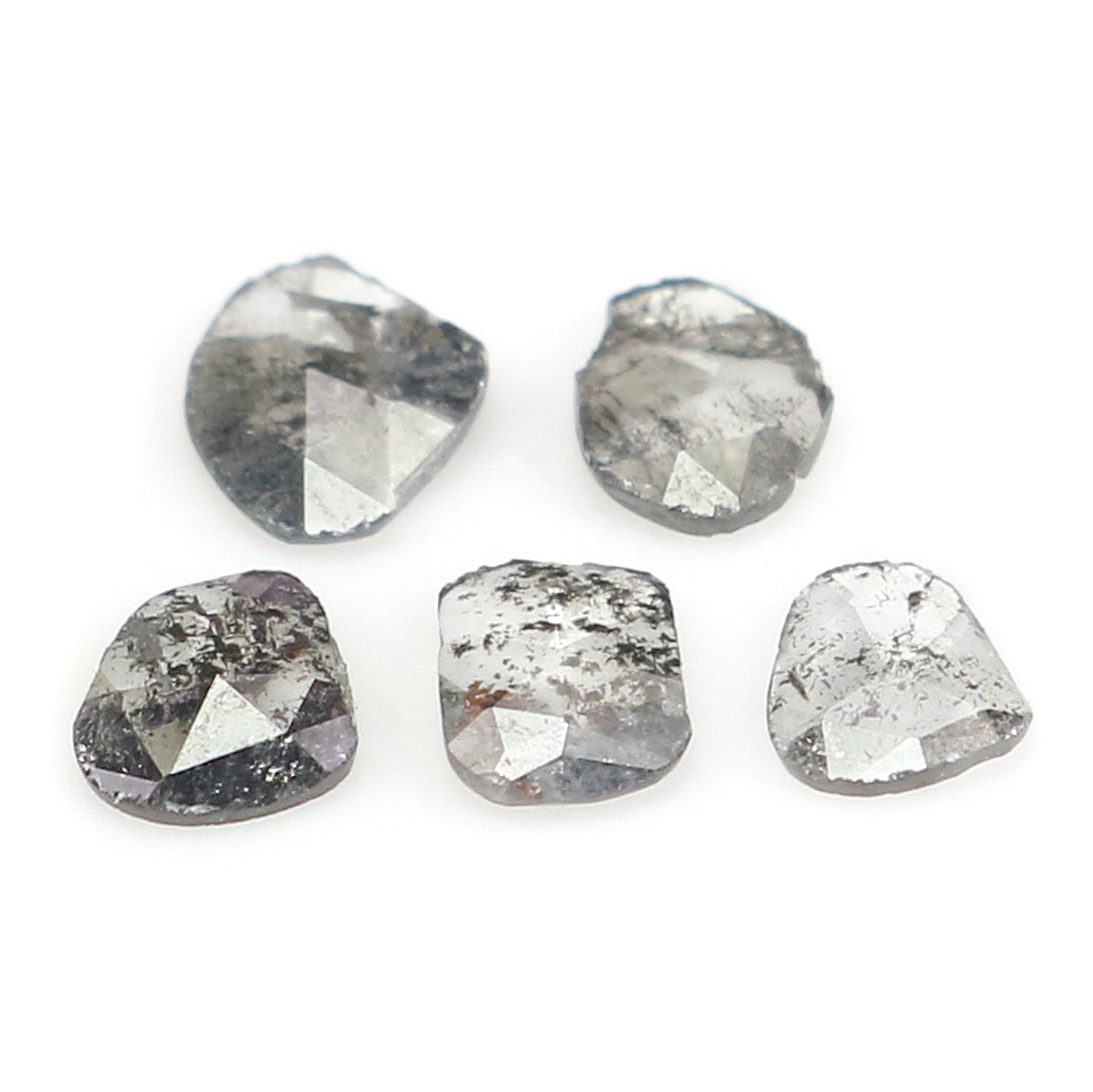 0.49 CT Natural Loose Slice Shape Diamond Salt And Pepper Slice Cut Diamond 4.80 MM Natural Black Grey Diamond Irregular Cut Diamond N2615