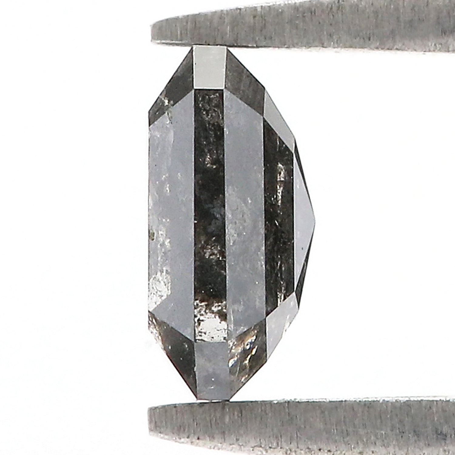 1.10 CT Natural Loose Emerald Shape Diamond Salt And Pepper Emerald Shape Diamond 6.50 MM Black Grey Color Emerald Rose Cut Diamond QL974