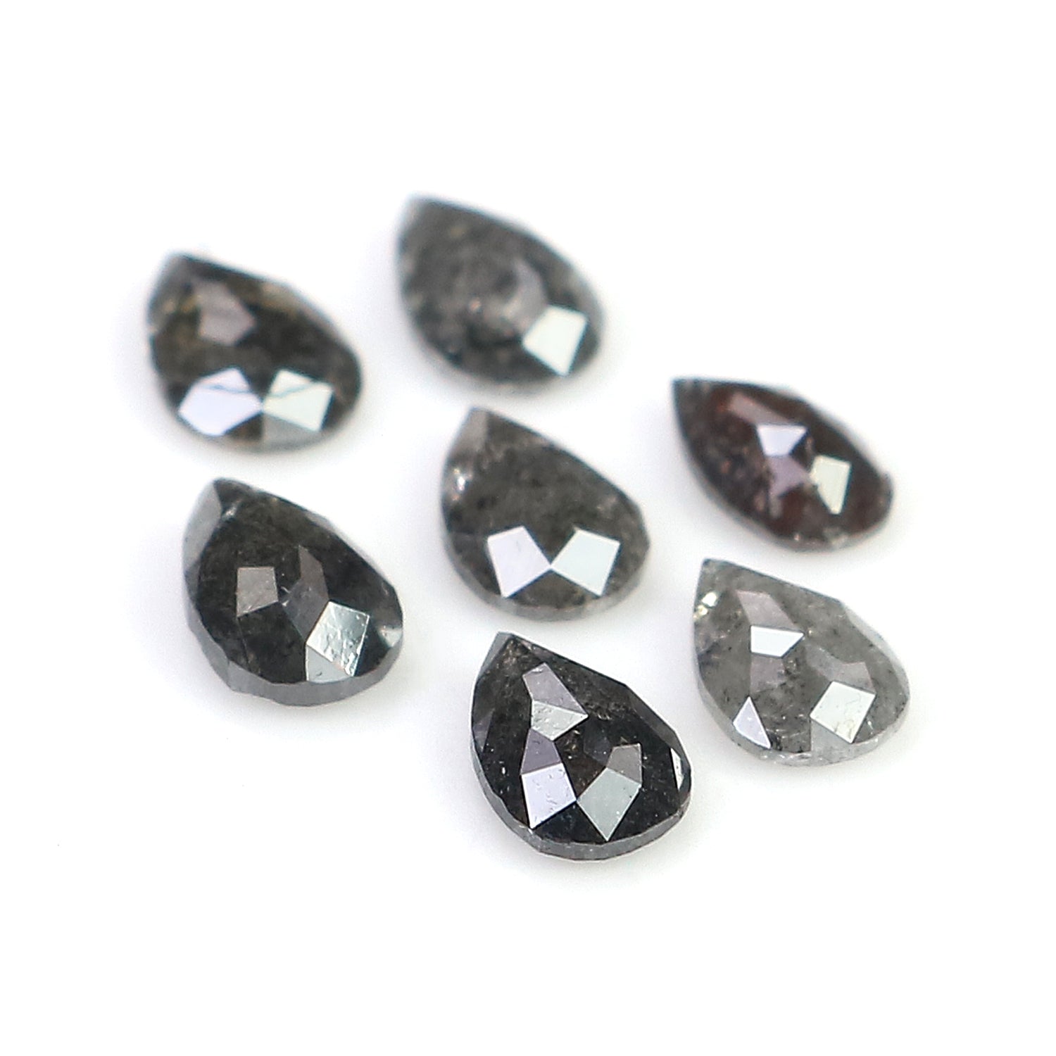 0.94 CT Natural Loose Pear Shape Diamond Salt And Pepper Pear Diamond 4.30 MM Natural Loose Black Grey Color Pear Rose Cut Diamond LQ2734