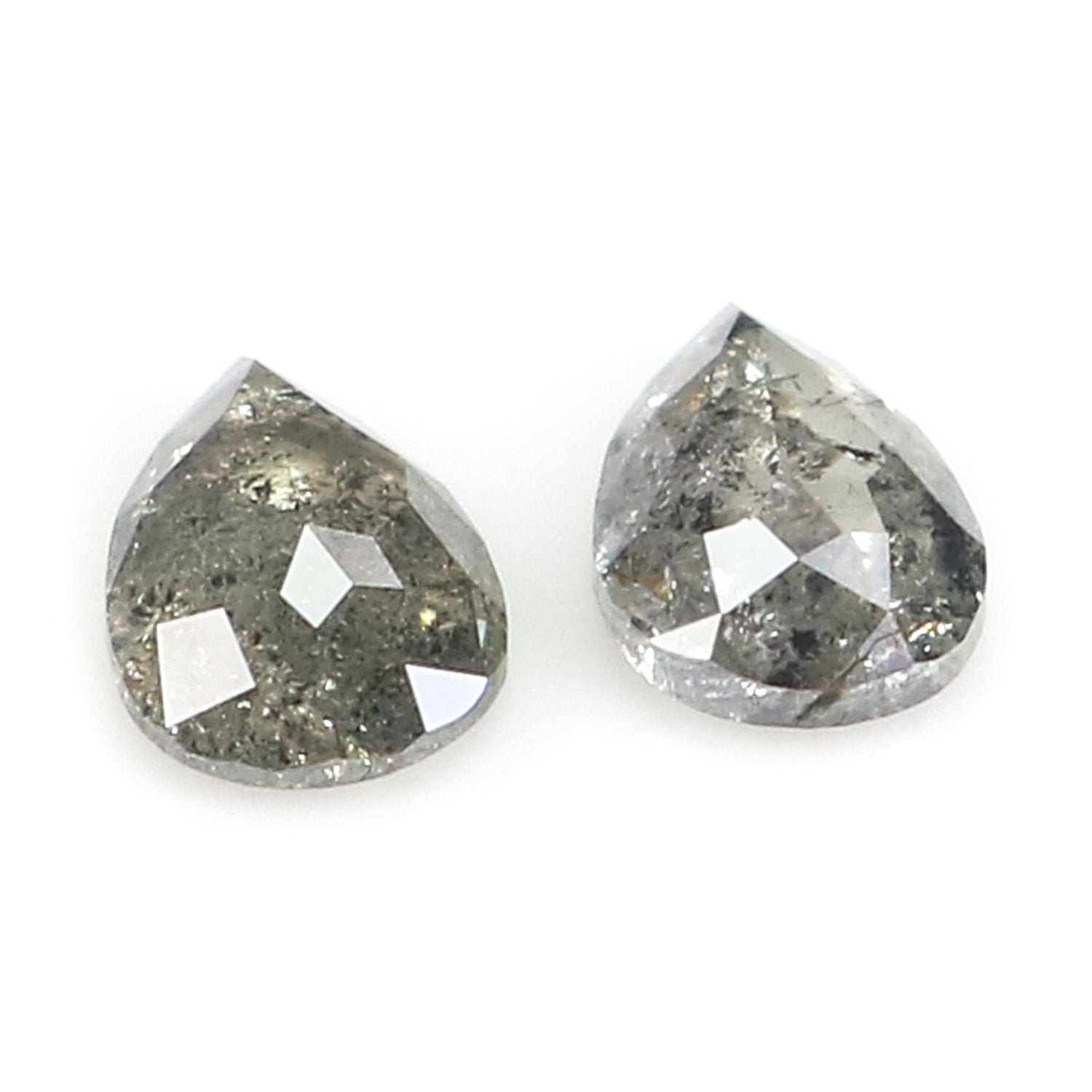 0.50 CT Natural Loose Pear Cut Pair Diamond Salt And Pepper Pear Shape Diamond 5.45 MM Natural Black Grey Color Pear Rose Cut Diamond N2277