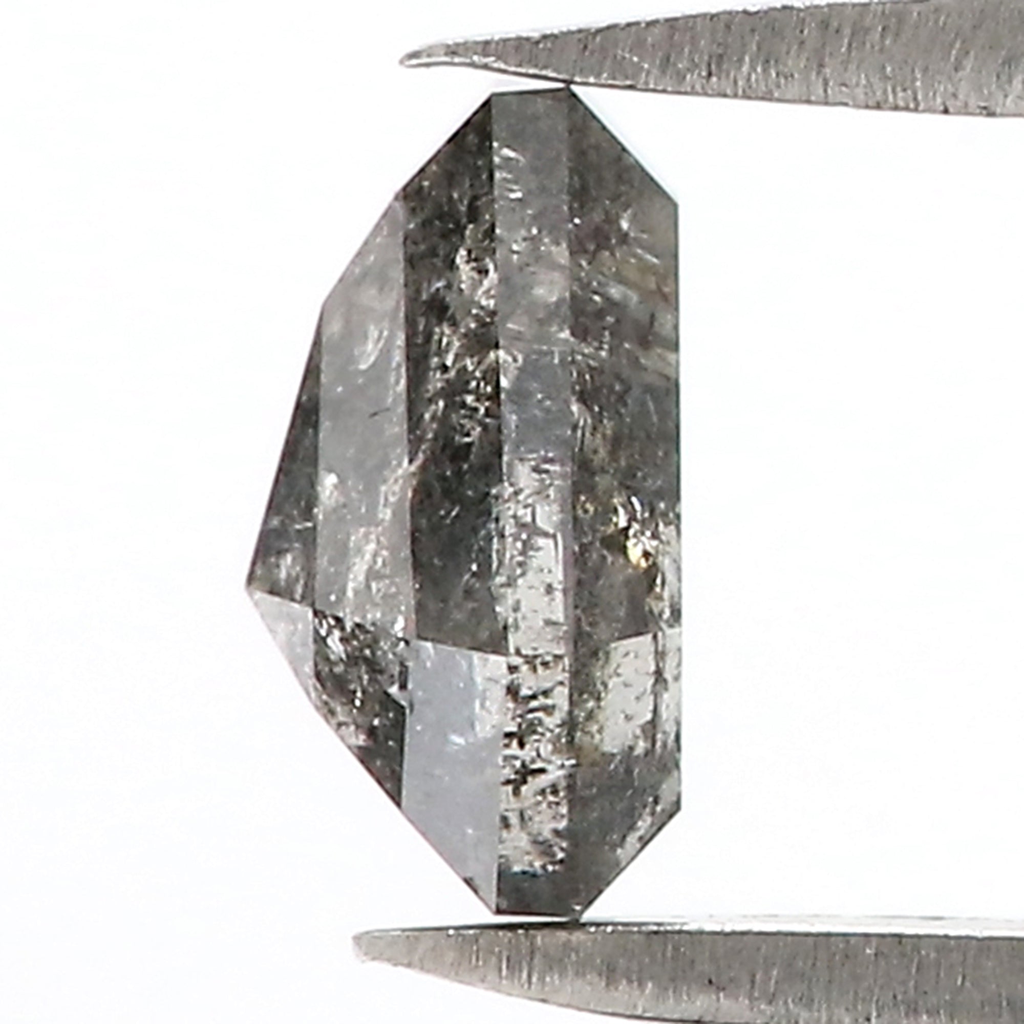 0.87 CT Natural Loose Coffin Shape Diamond Salt And Pepper Coffin Shape Diamond 6.40 MM Black Grey Color Coffin Rose Cut Diamond QL7838