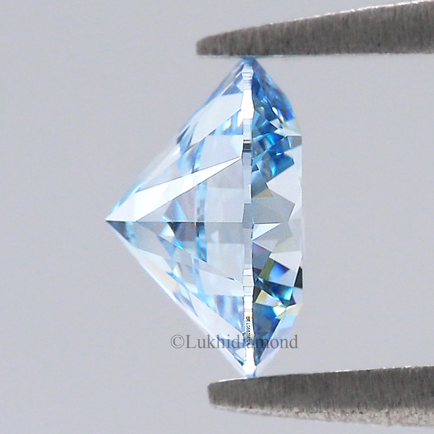 1.24 CT IGI Certified Round Brilliant Cut Fancy Vivid Blue Color VS1 Clarity Diamond Lab Grown Diamond Lab Created Round CVD Diamond L3298