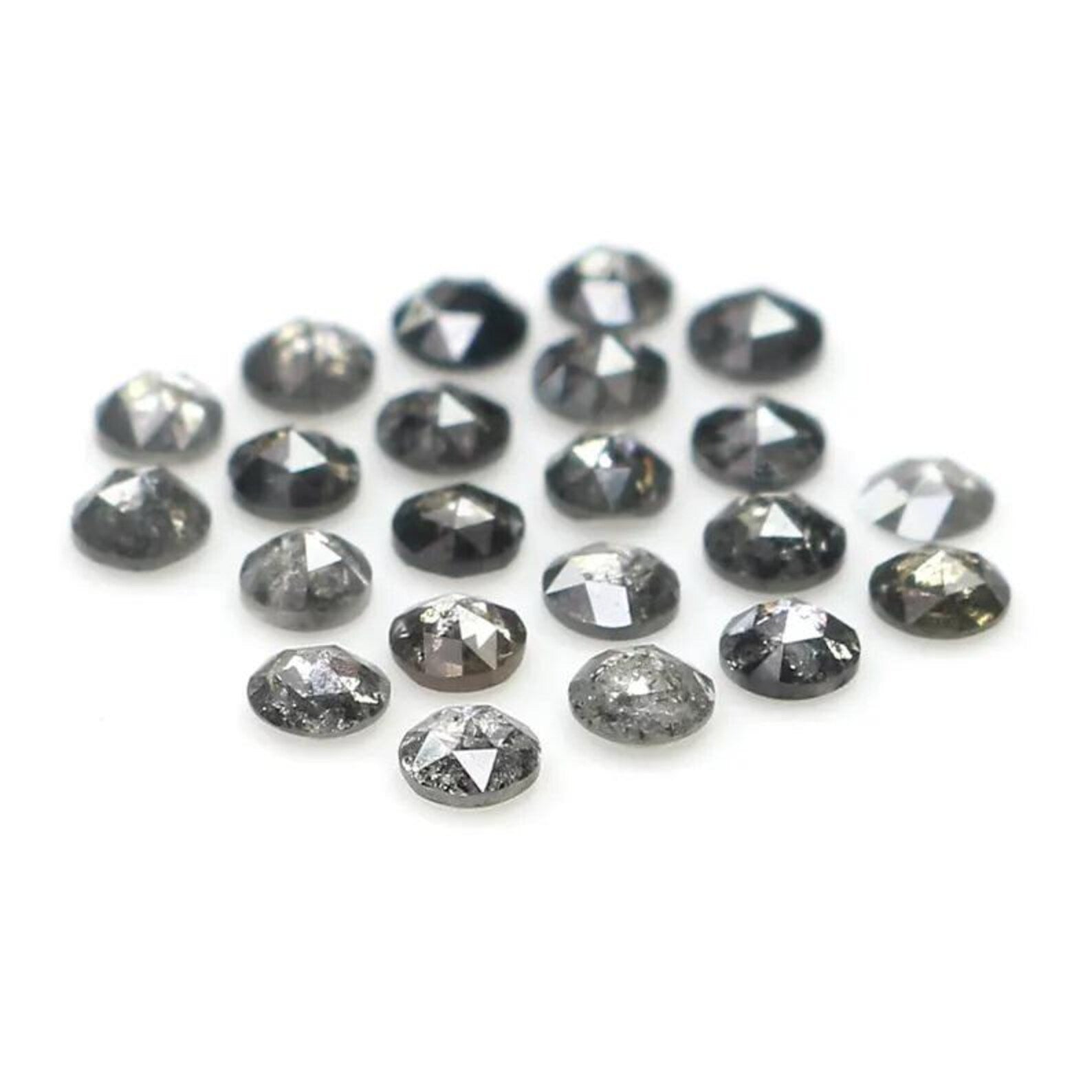 1.09 CT Natural Loose Round Rose Cut Diamond Salt And Pepper Round Diamond 2.10 MM Natural Black Grey Color Round Rose Cut Diamond NQ1792