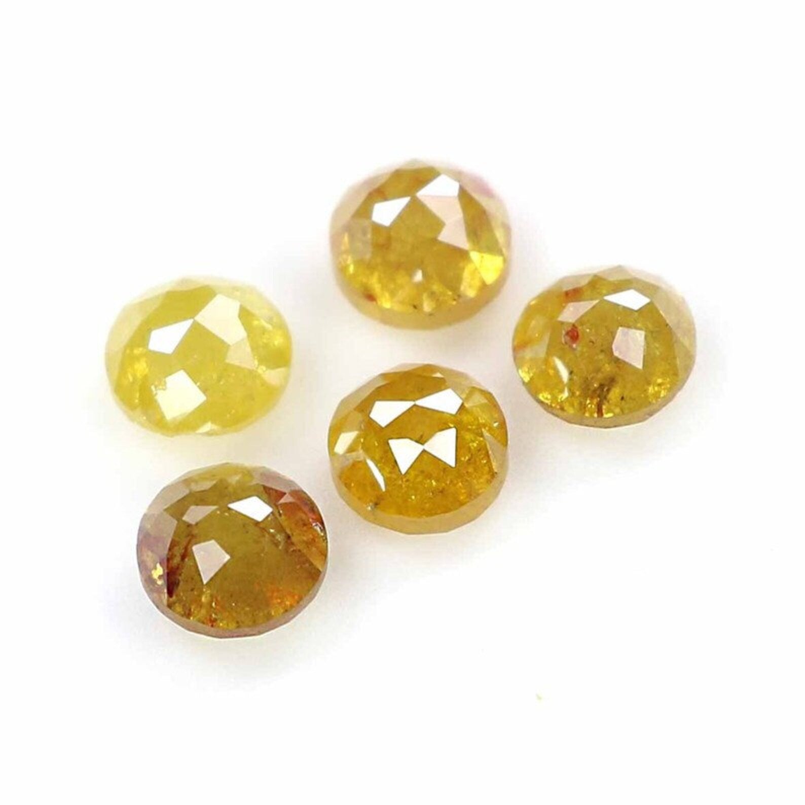 1.47 CT Natural Loose Round Shape Diamond Yellow Color Round Cut Diamond 3.50 MM Natural Diamond Yellow Color Round Rose Cut Diamond NQ655