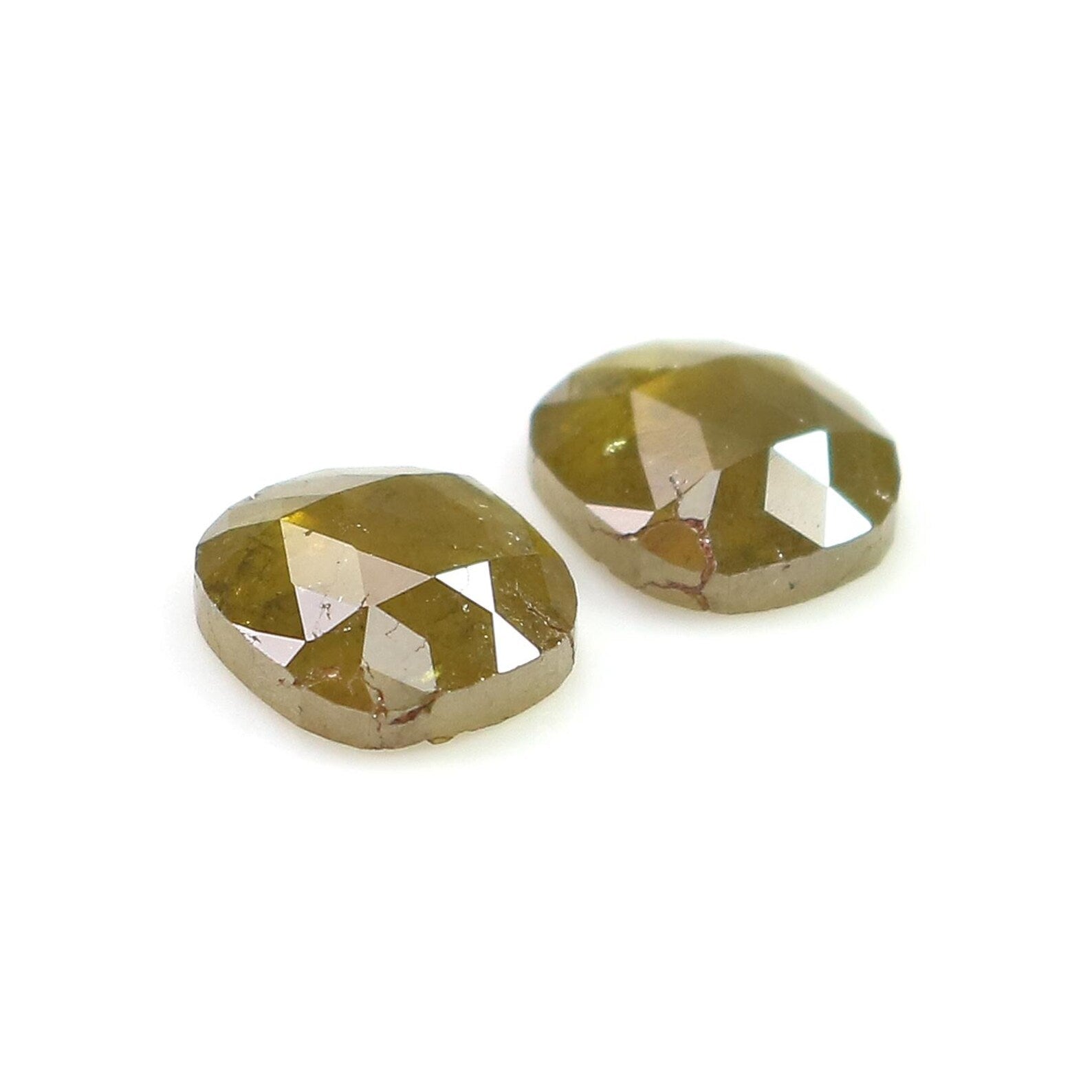 1.80 CT Natural Loose Oval Shape Pair Diamond Yellow Color Oval Cut Pair Diamond 6.70 MM Natural Loose Oval Pair Rose Cut Diamond NQ8231